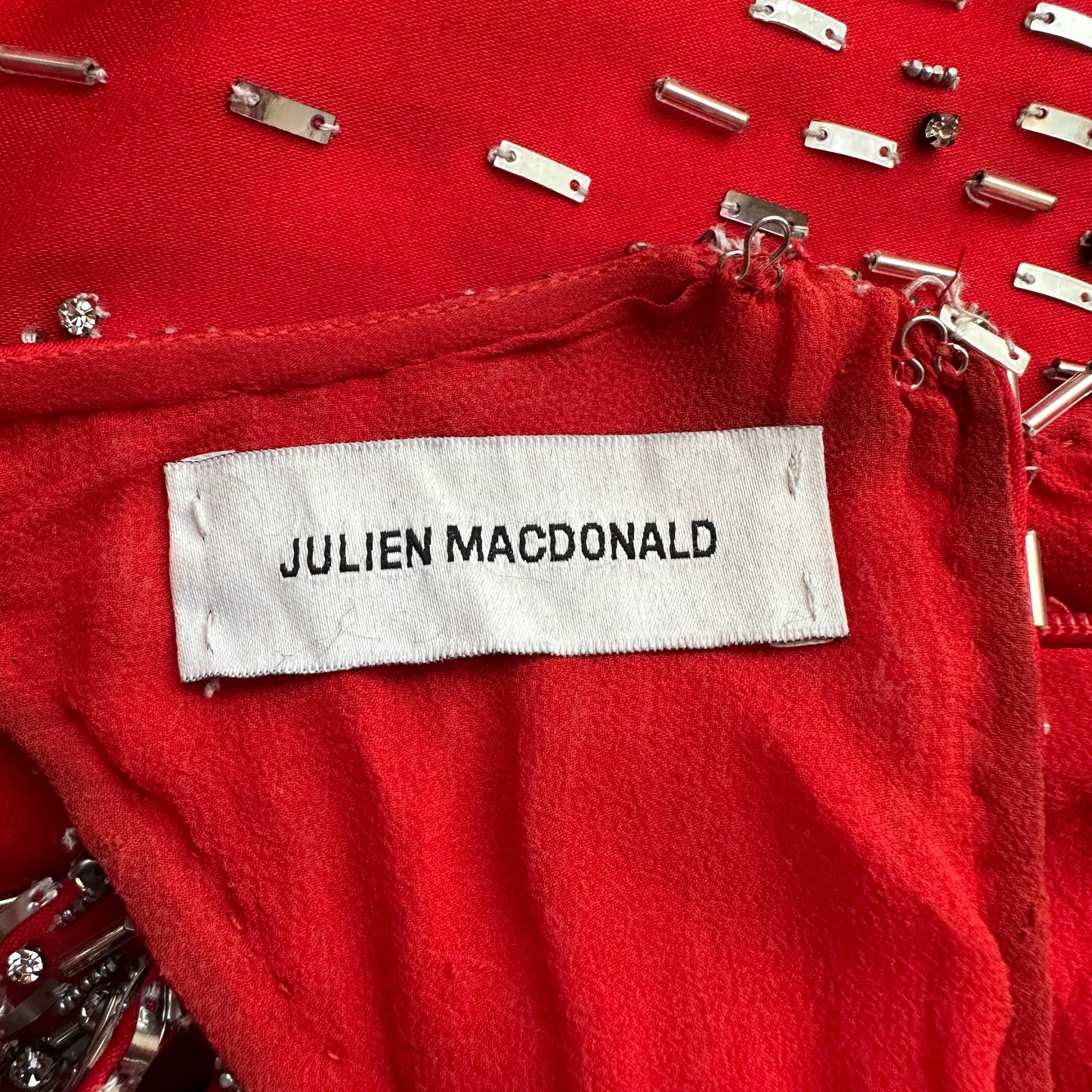 Julien Macdonald Fall 2012 Runway Red Silk Crystal Embellished Gown