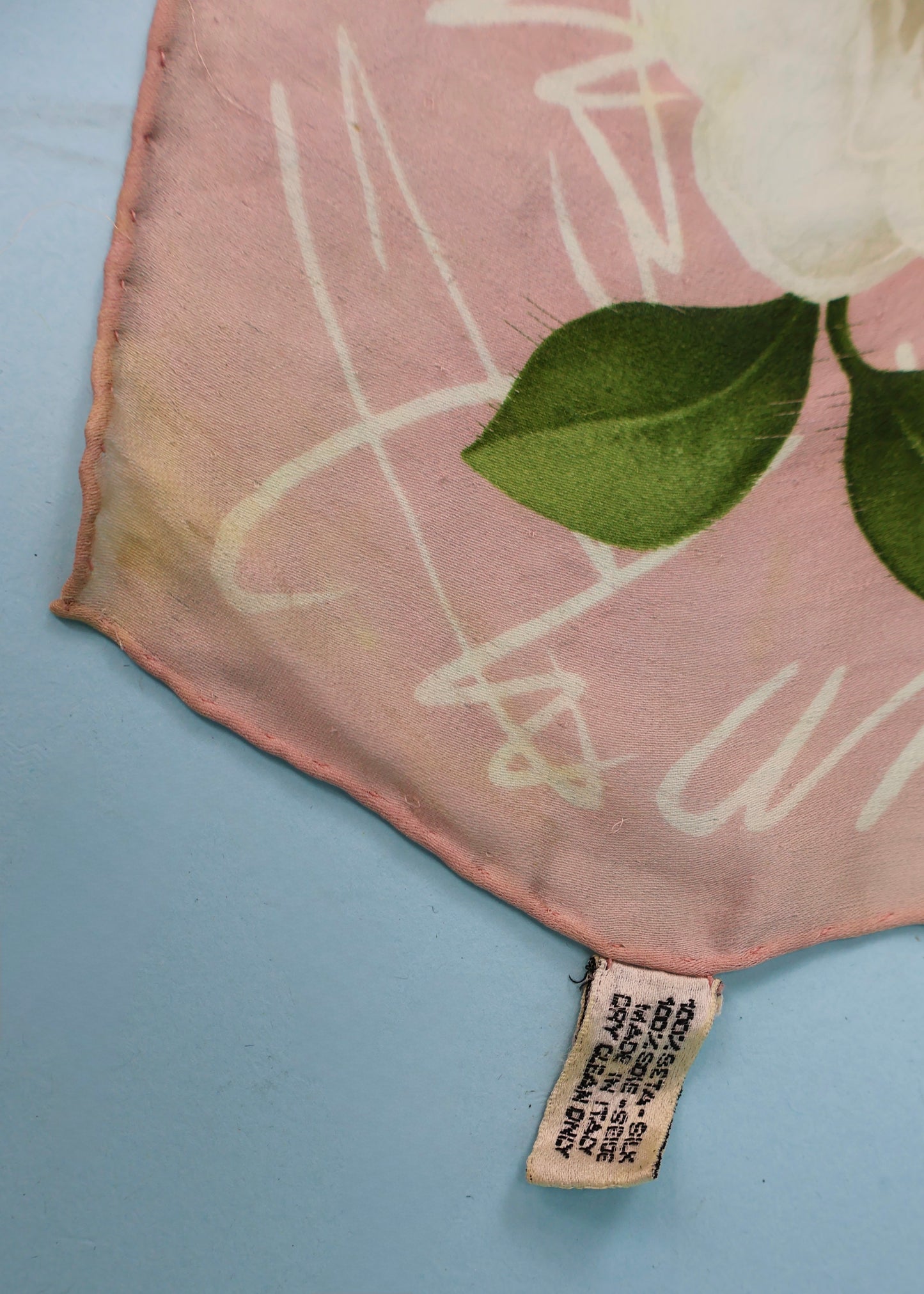 Chanel Pink & White Roses Print Silk Scarf