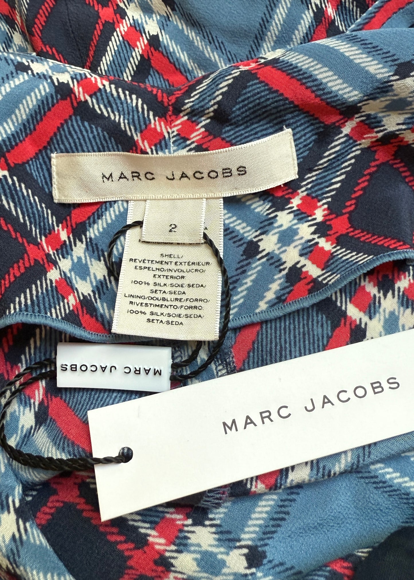 Marc Jacobs Blue Tartan Silk Maxi Dress