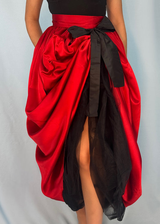Dolce & Gabbana Fall 1992 Runway Red Satin Tulle Skirt
