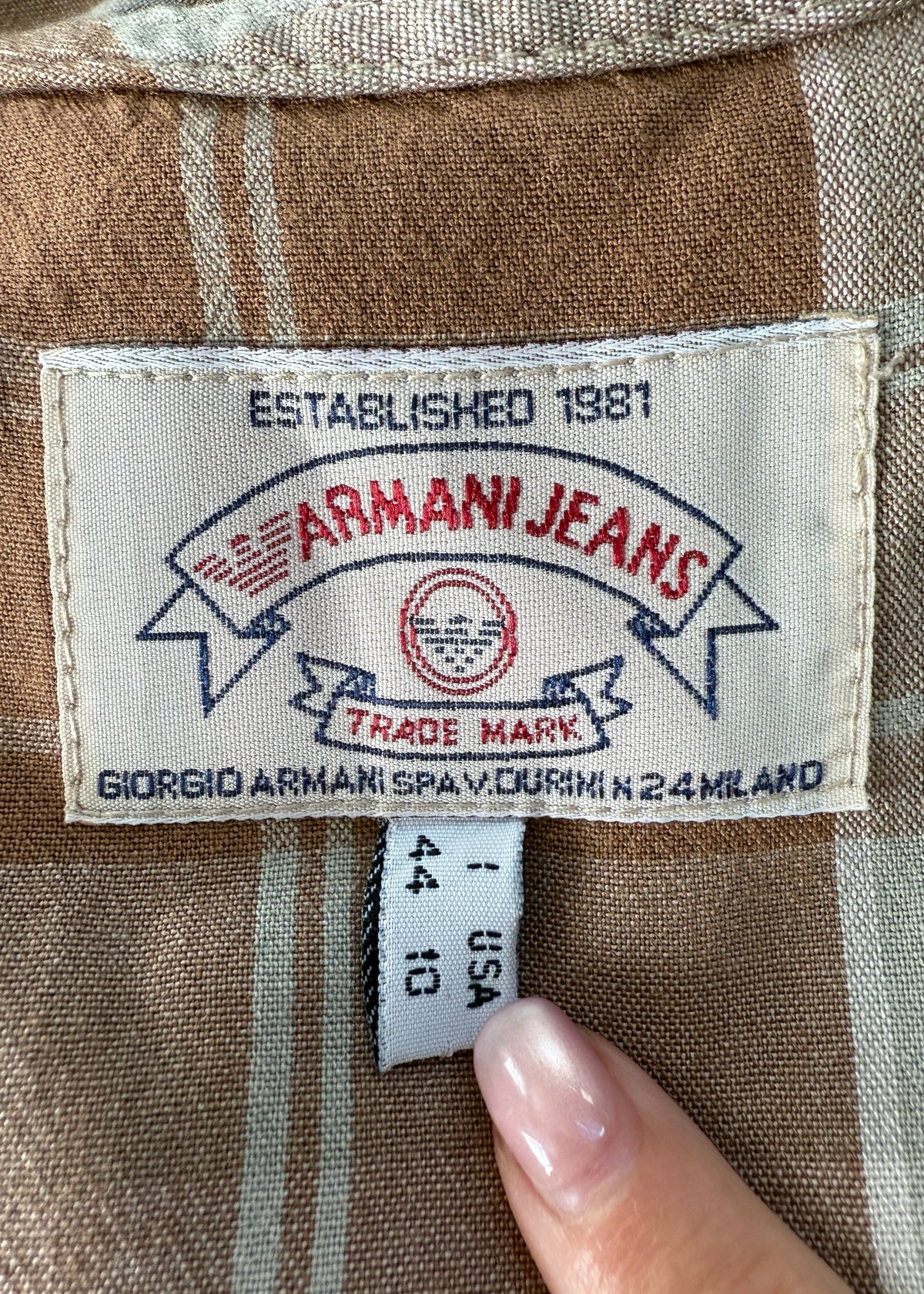 Armani 1990s Blue & Brown Checked Dress