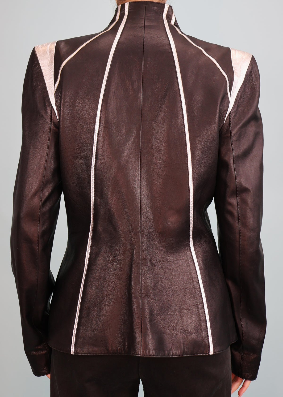 Thierry Mugler Fall 2002 Black & Silver Leather Jacket