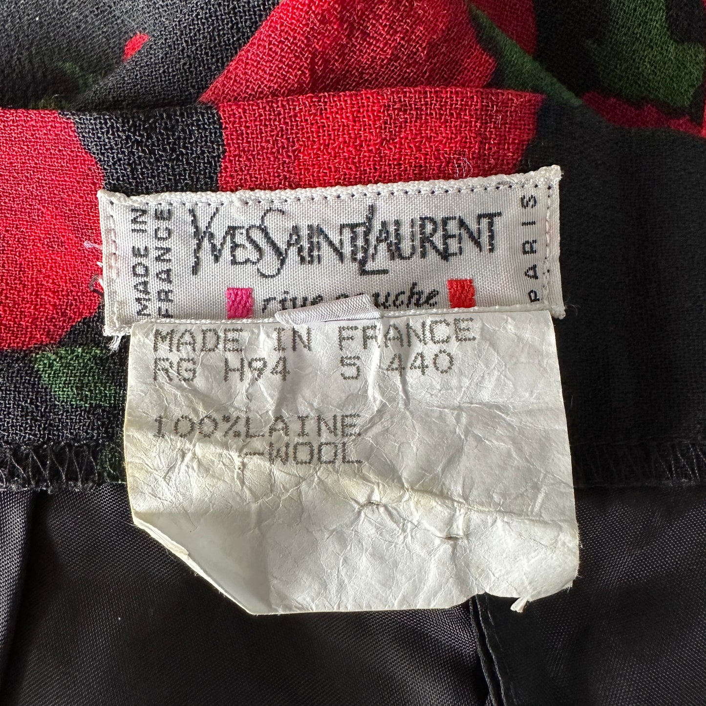 Yves Saint Laurent Fall 1994 Rose Print Maxi Fishtail Skirt