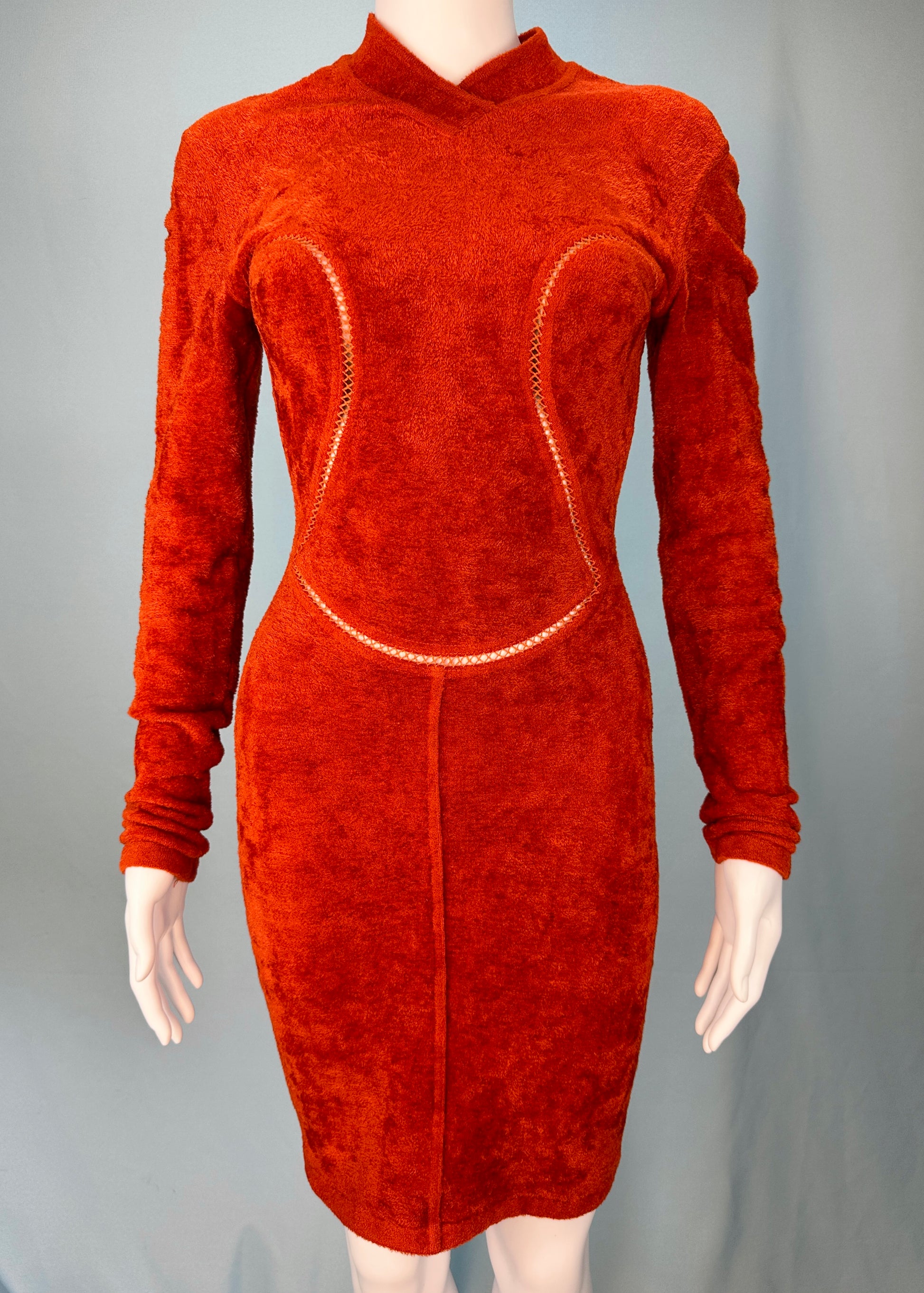 alaia orange dress Alaa Vermilion red Linen-blend Belted Dress size 4 (US)