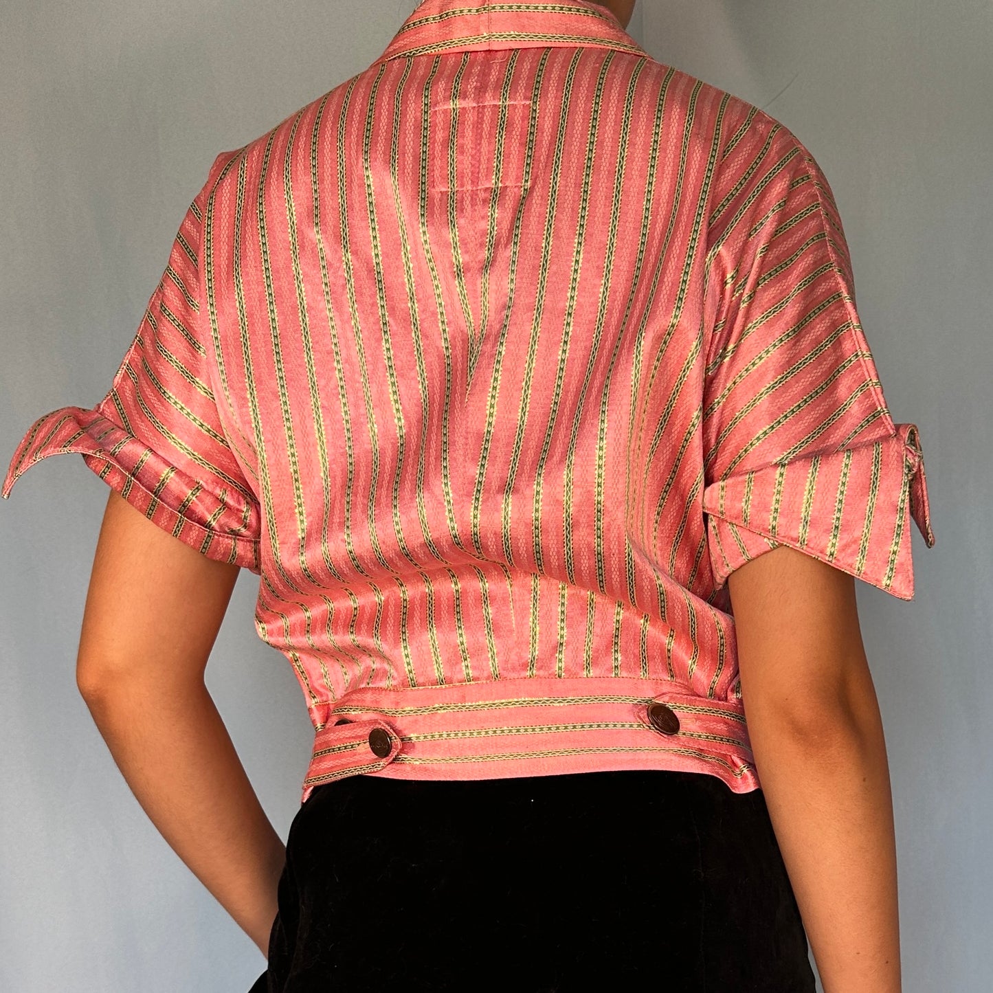 Vivienne Westwood Spring 1992 Pink Satin Striped Jacket Top