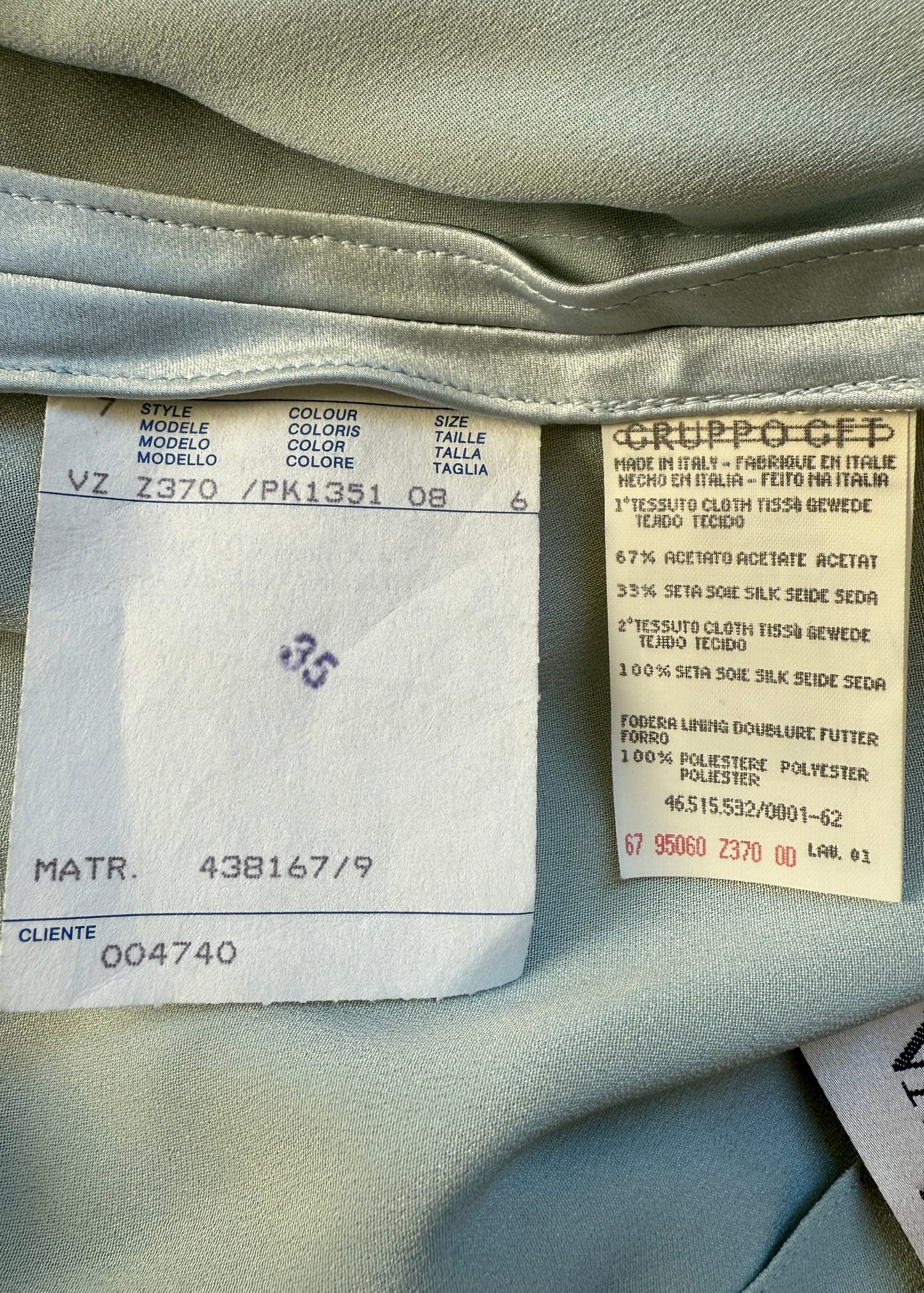 Valentino Spring 1998 Runway Baby Blue Satin Trim Dress