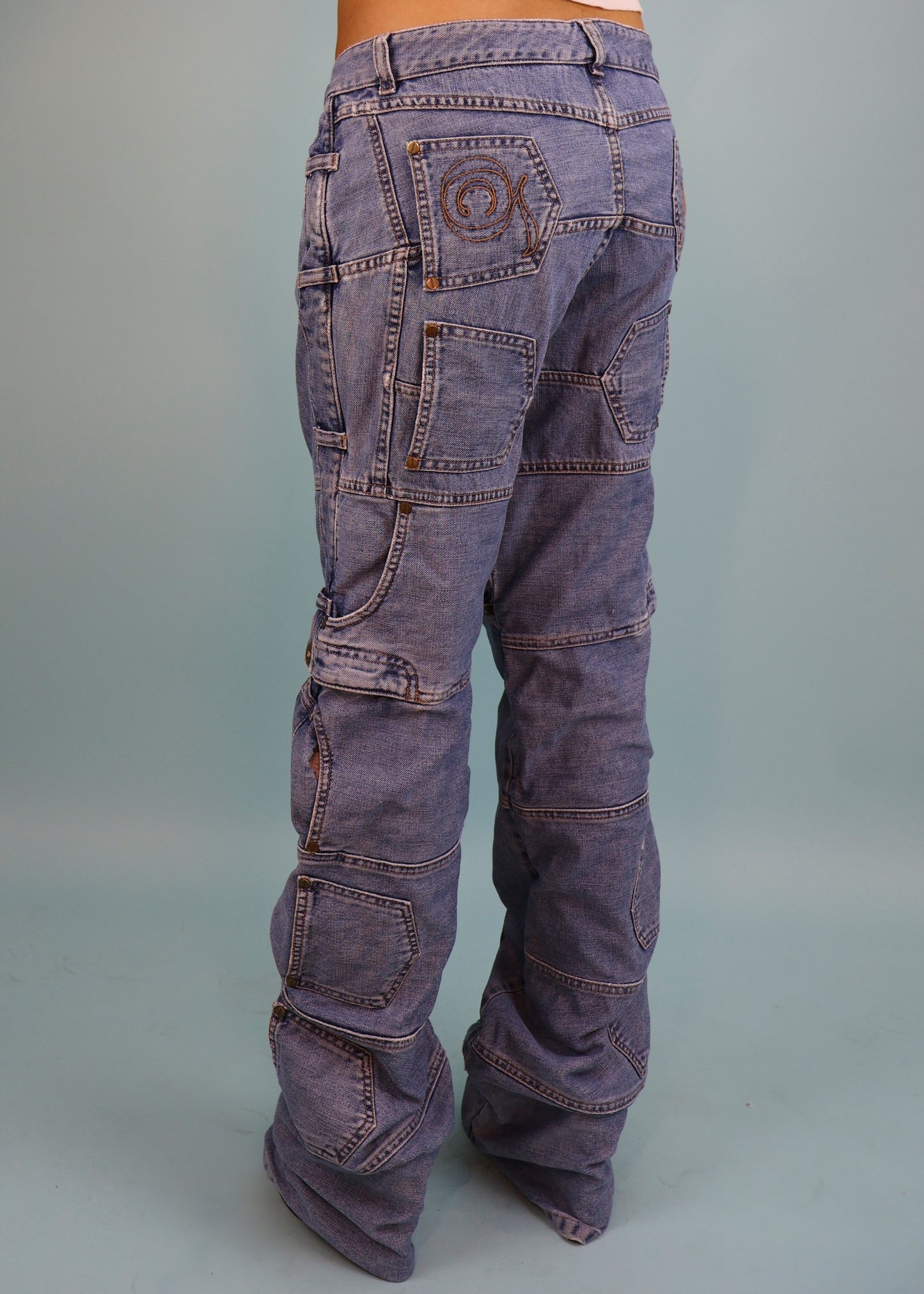 Alexander McQueen 2003 Multi Pockets Blue Denim Jeans