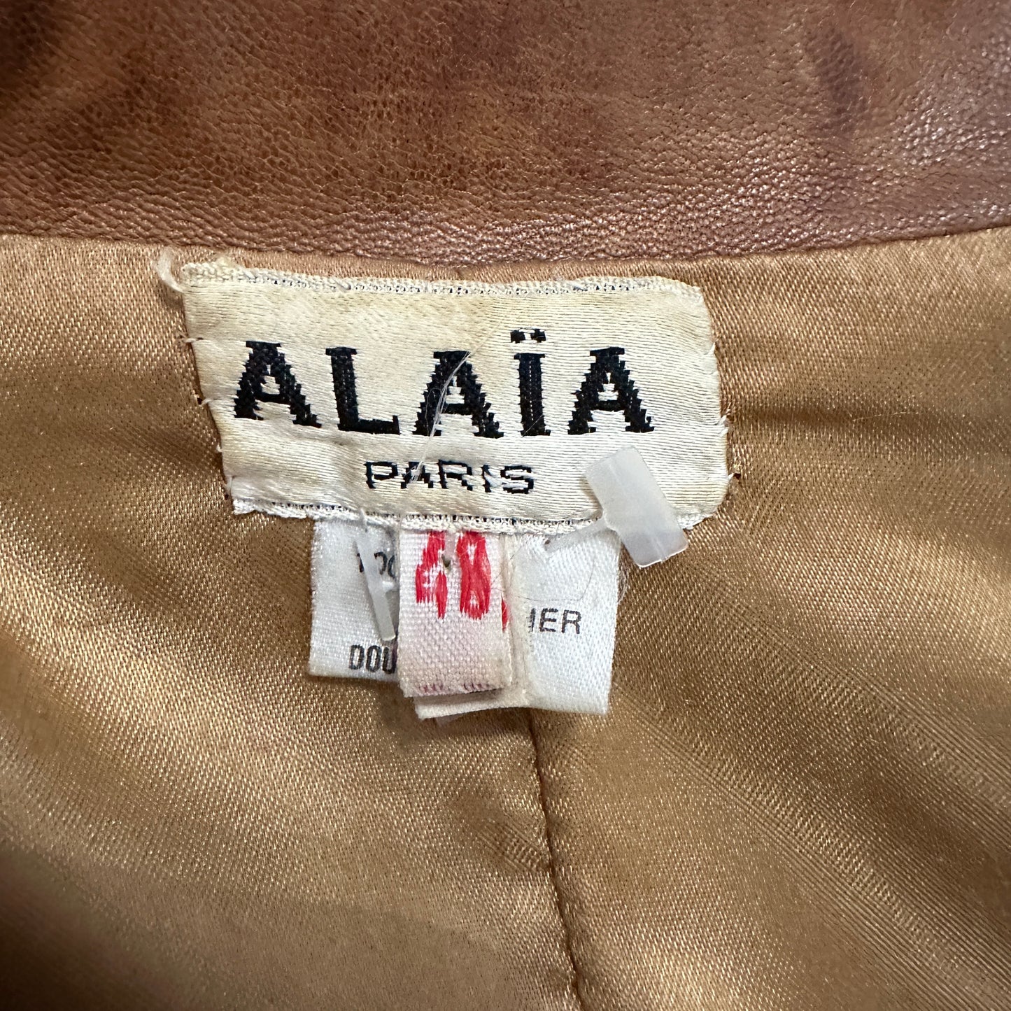 Azzedine Alaia 1980’s Tan Leather Dress / Blazer Jacket