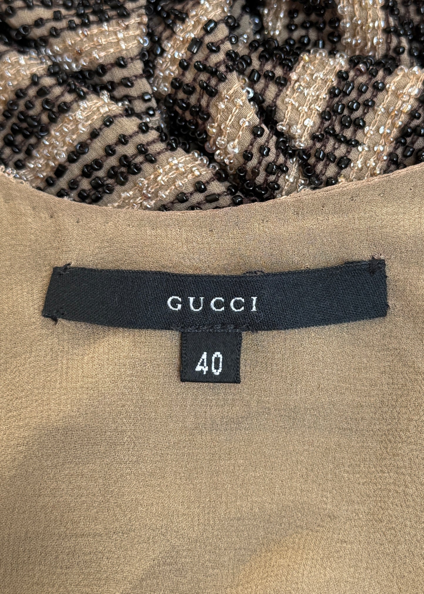 Gucci Spring 2000 Runway Beaded Backless One Shoulder Dress