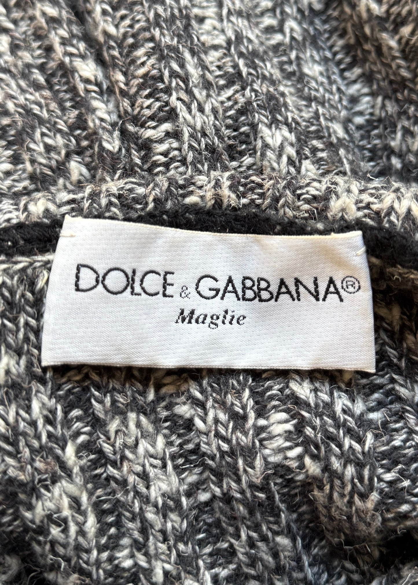 Dolce & Gabbana Grey Knitted Flare Sleeve Sweater Dress