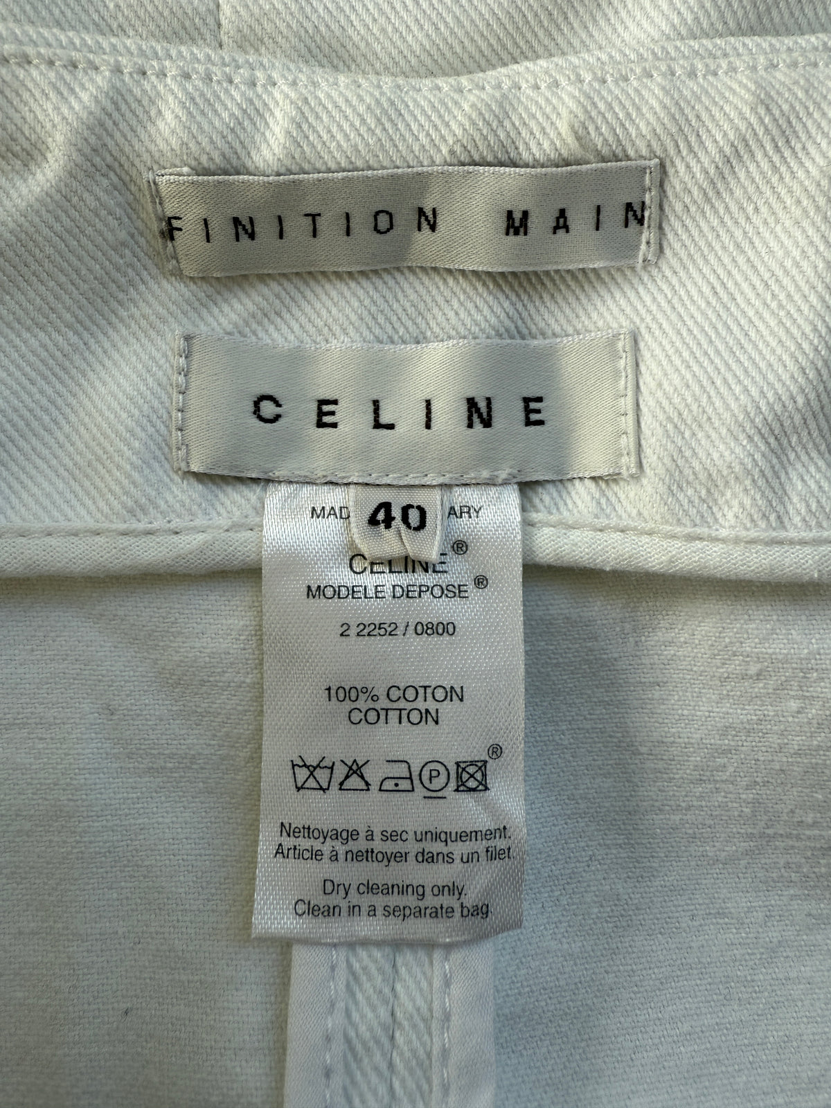 Celine Spring 2004 Runway White Denim Crystal Embellished Skirt