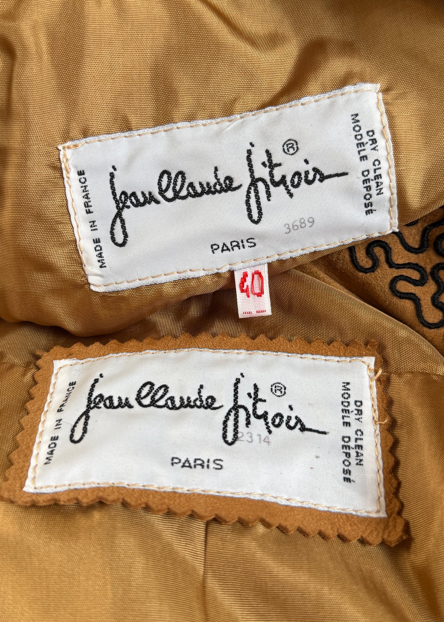 Jean Claude Jitrois 1987 Brown Suede Leather Squiggle Jacket & Skirt Set