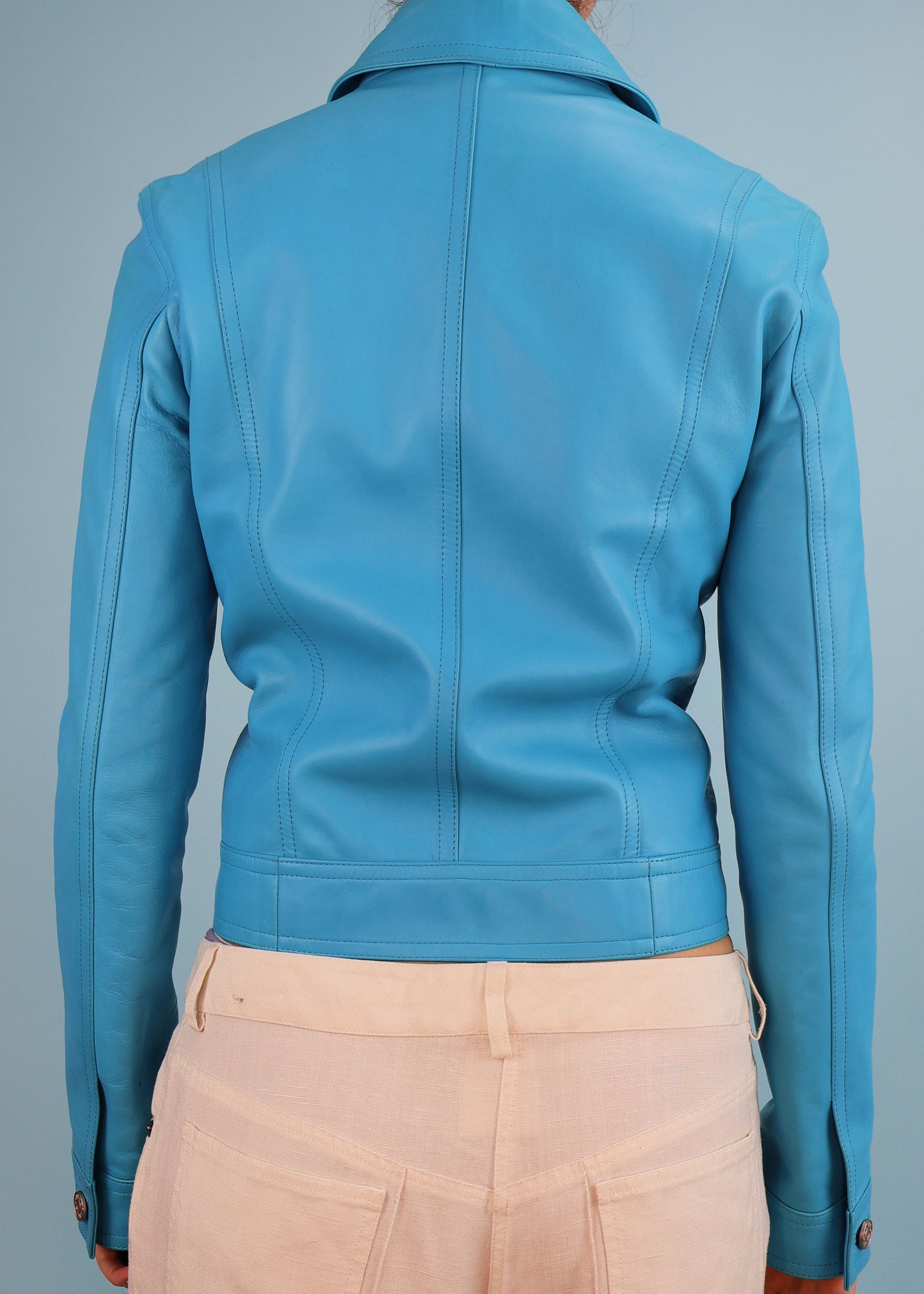 Celine Spring 2000 Runway Blue Leather Jacket