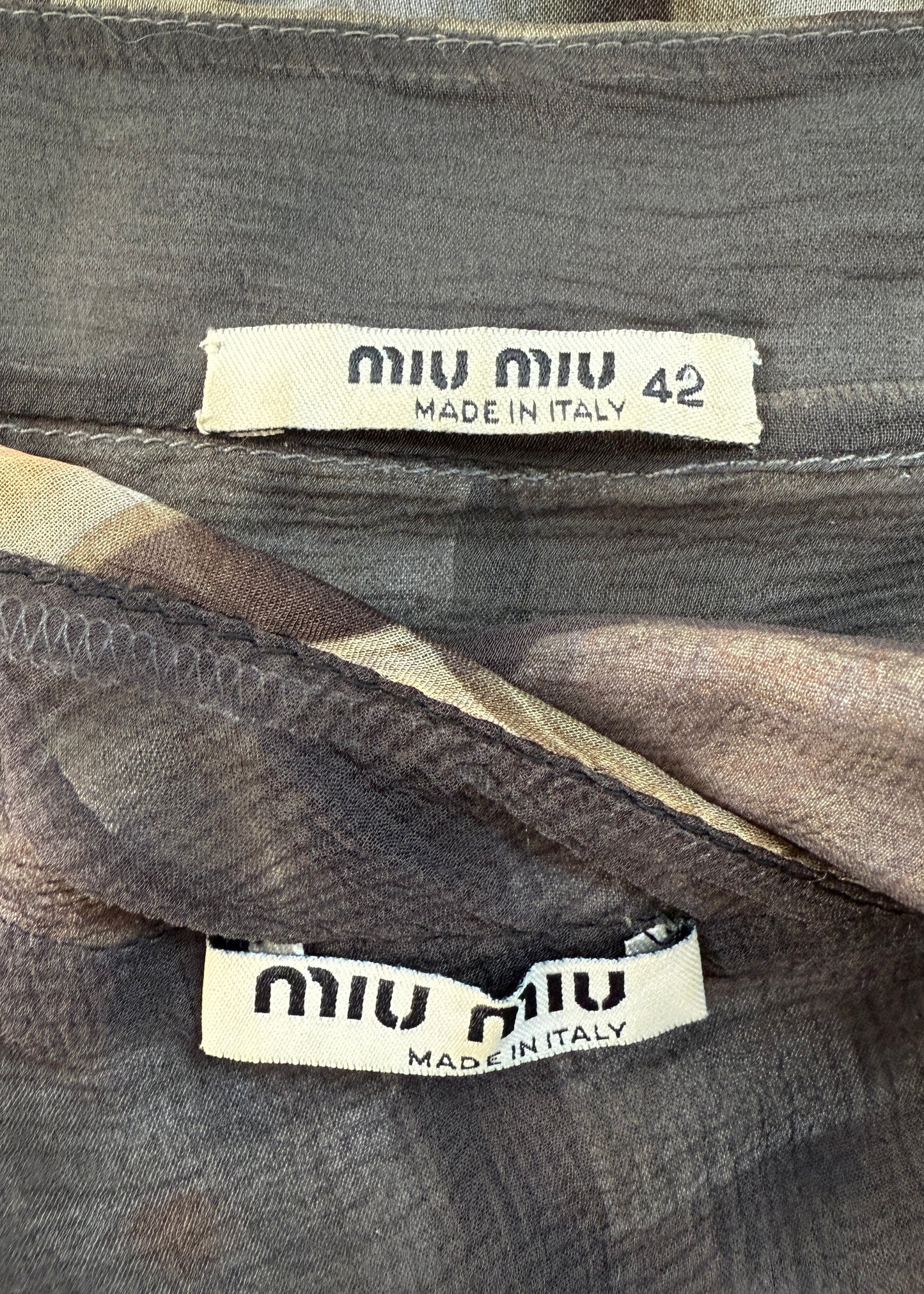 Miu Miu Fall 2004 Plaid Silk Chiffon Top & Skirt Set