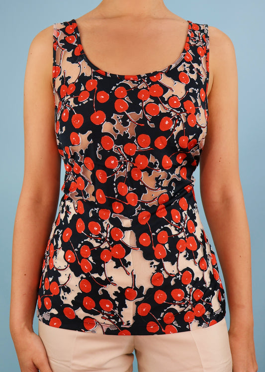Alexander McQueen Spring 2003 Cherry Print Semi Sheer Tank Top