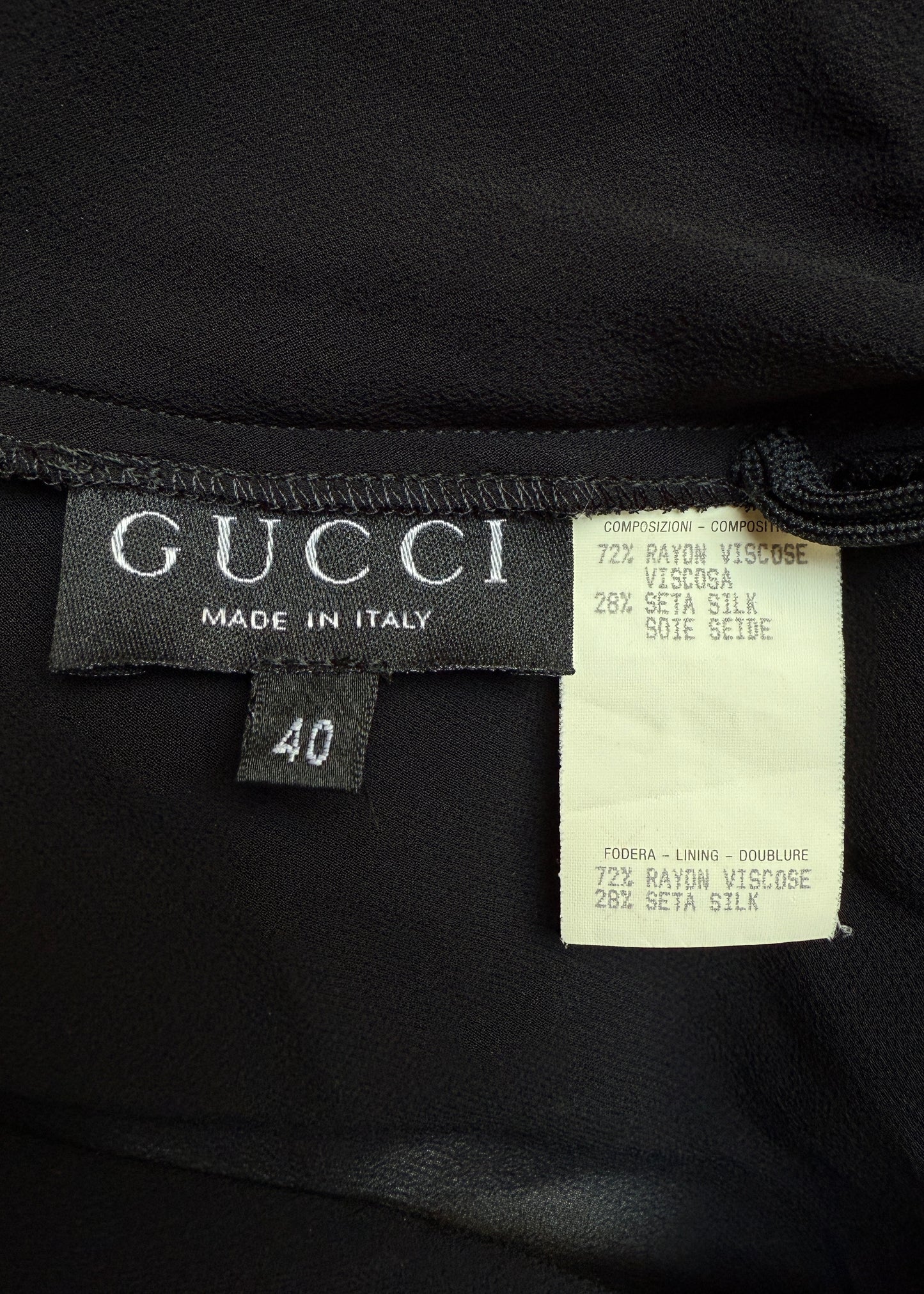 Gucci Spring 1997 Runway Black Sheer Chiffon Dress