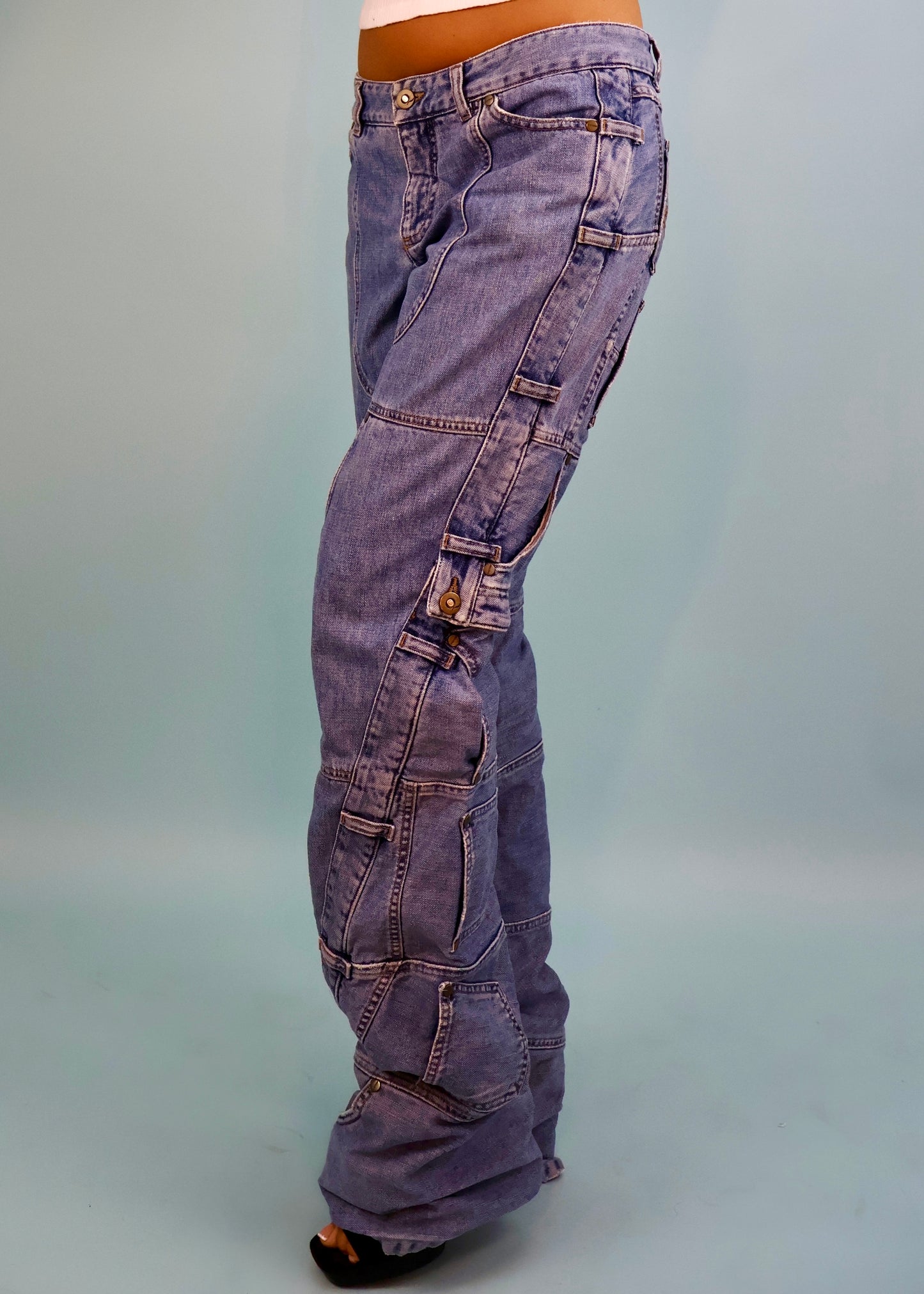 Alexander McQueen 2003 Multi Pockets Blue Denim Jeans