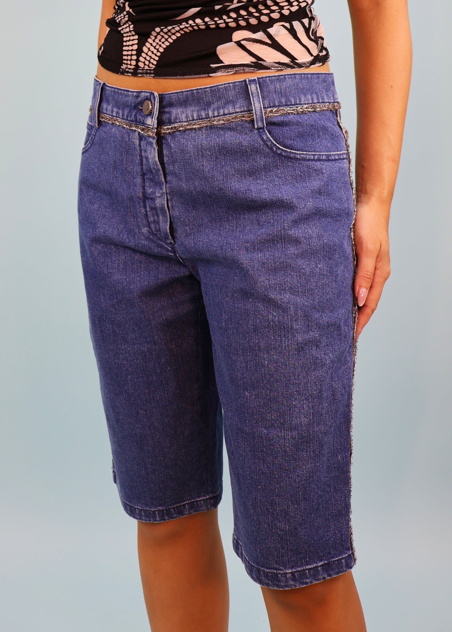 Chanel Spring 2006 Runway Chain Trim Denim Jorts