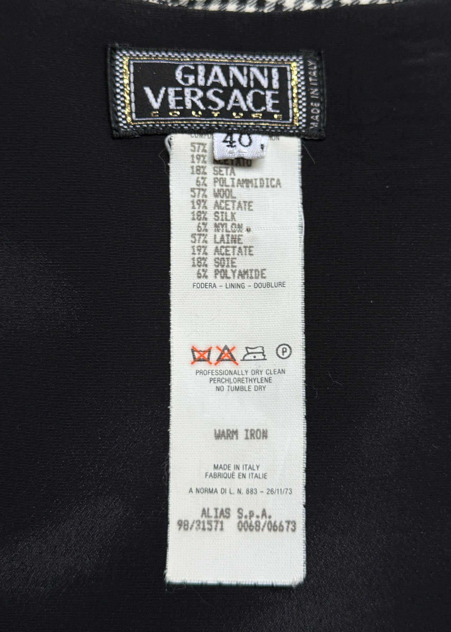 Versace Spring 1998 Checkered Cut Out Open Side Dress