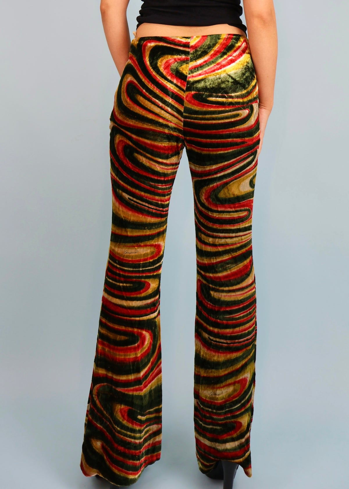 Gucci Fall 1999 Runway Velvet Swirl Flared Pants