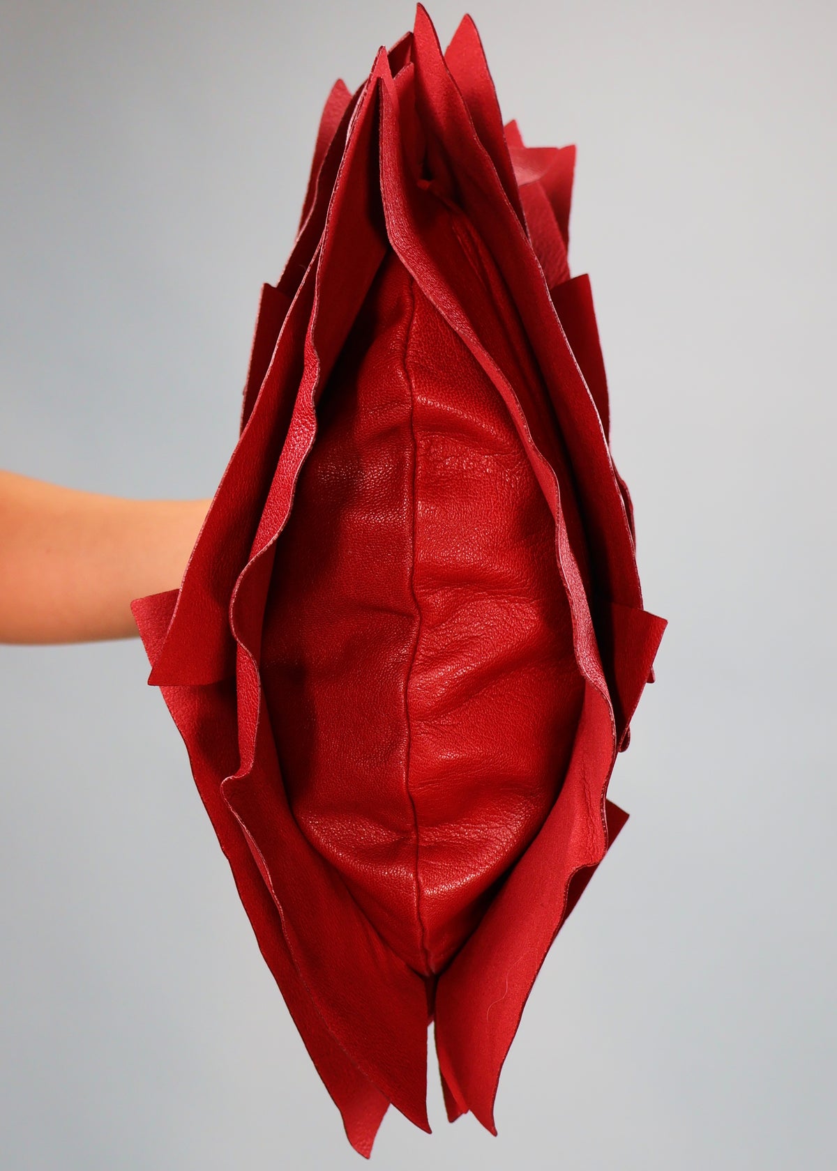 Yves Saint Laurent Fall 2004 Burgundy Ruffle Leather St Tropez Mombasa Bag