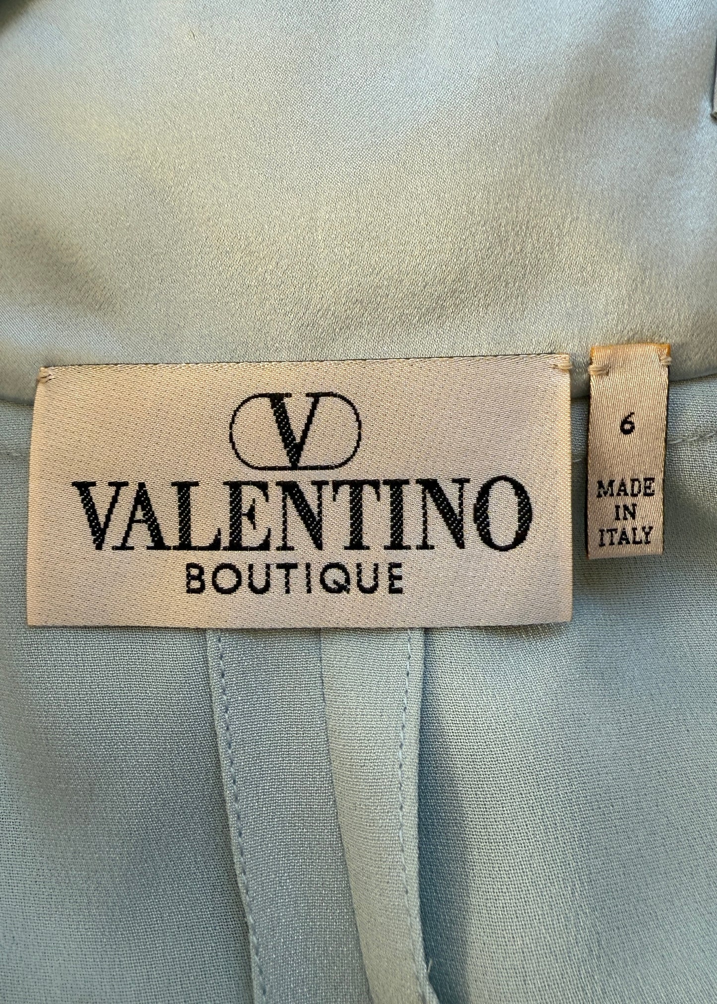 Valentino Spring 1998 Runway Baby Blue Satin Trim Dress
