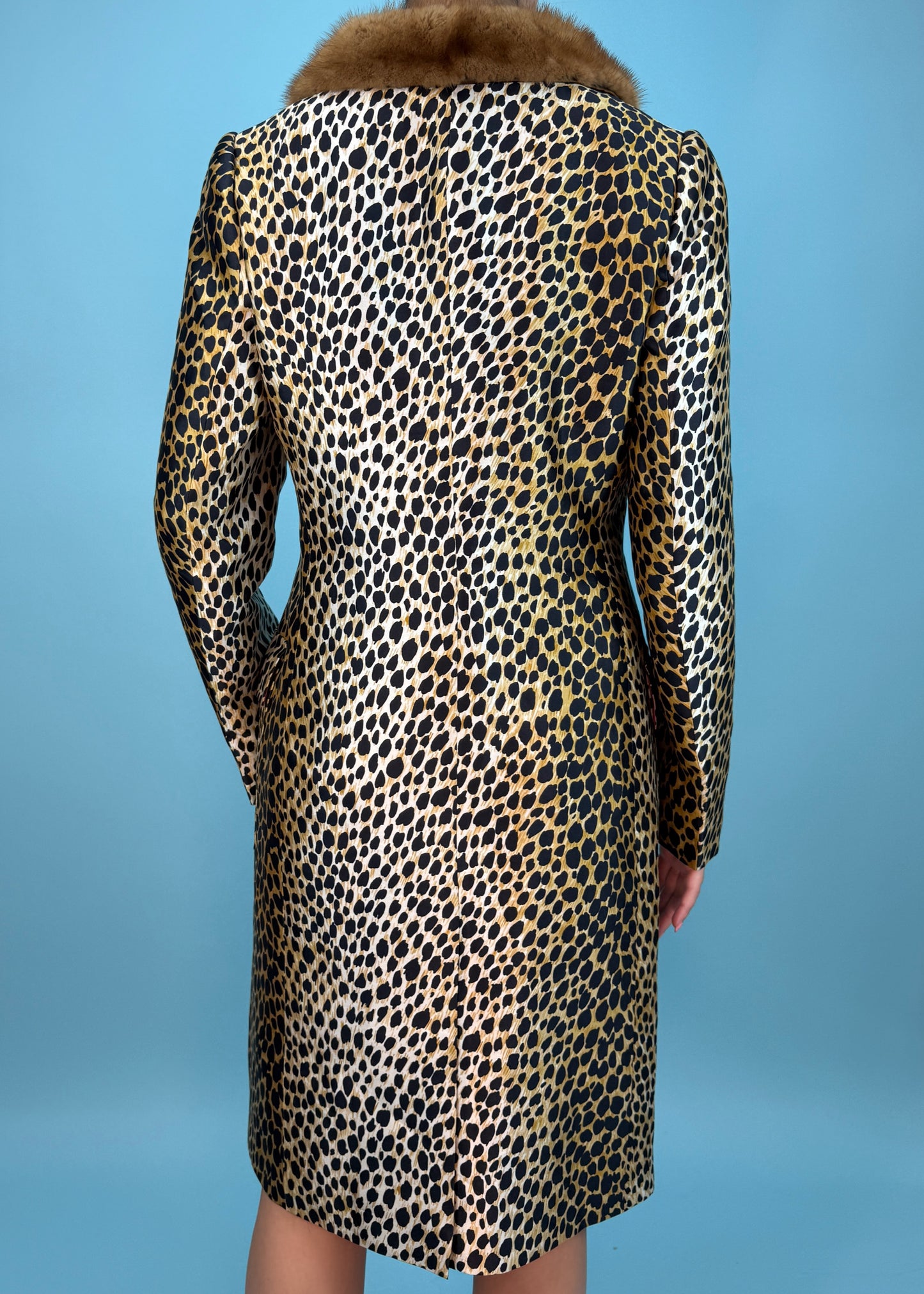 Dolce & Gabbana Mink Collar Leopard Print Jacket