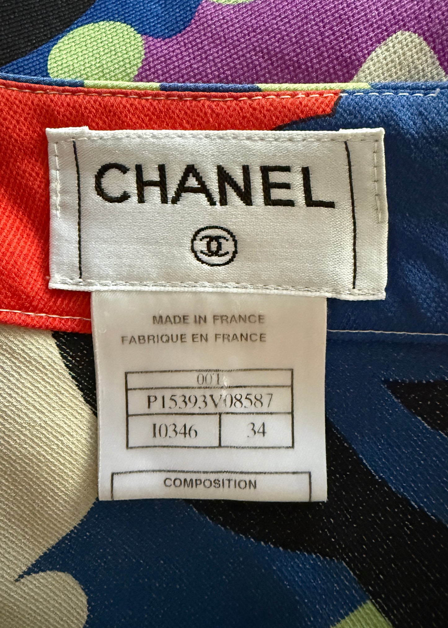 Chanel Spring 2000 Runway Printed Silk Skirt