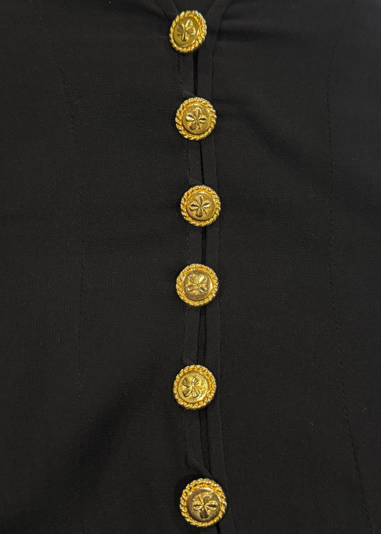 Chanel Fall 1989 Runway Black Silk Chiffon Corseted Draped Gown