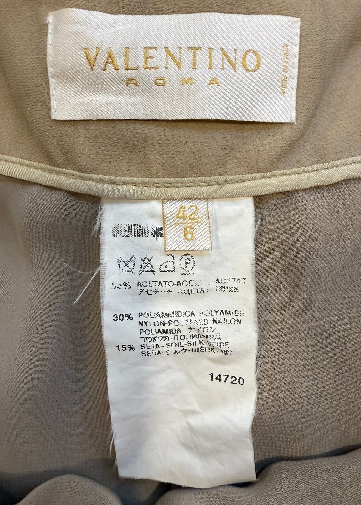 Valentino Embellished Sequin Waistband Beige Pants