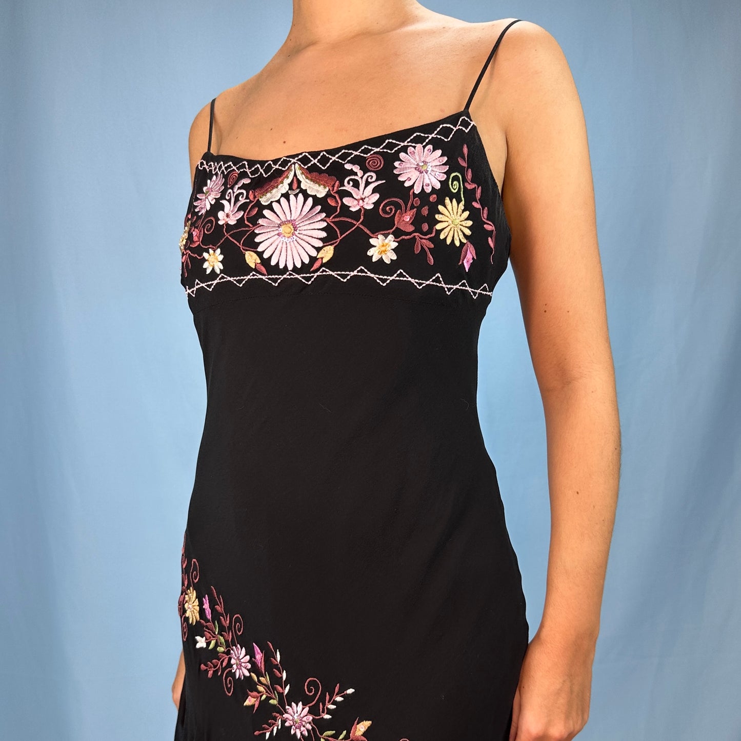 Betsey Johnson Floral Embroidered Silk Dress