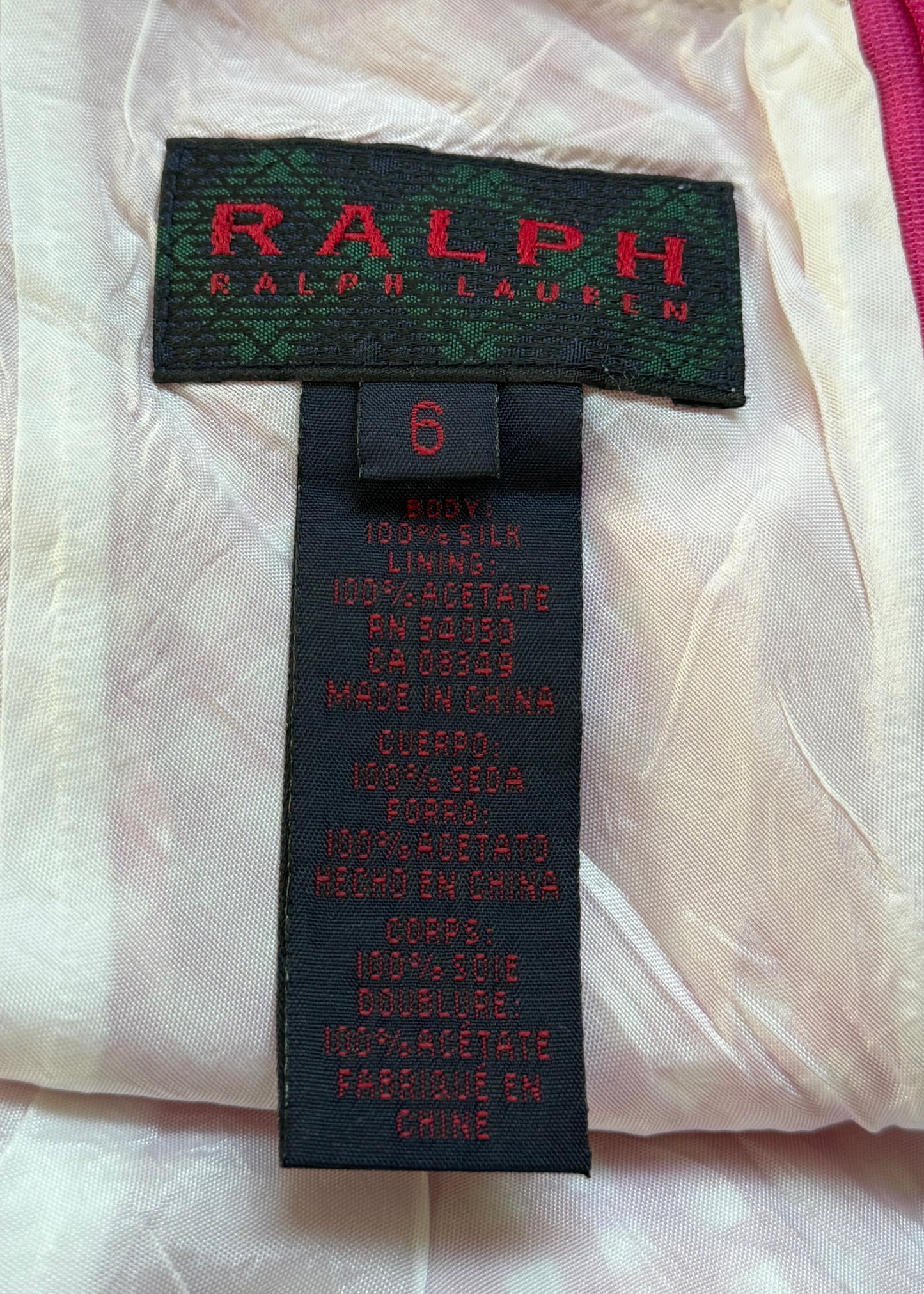 Ralph Lauren Pink & White Gingham Silk Halter Dress