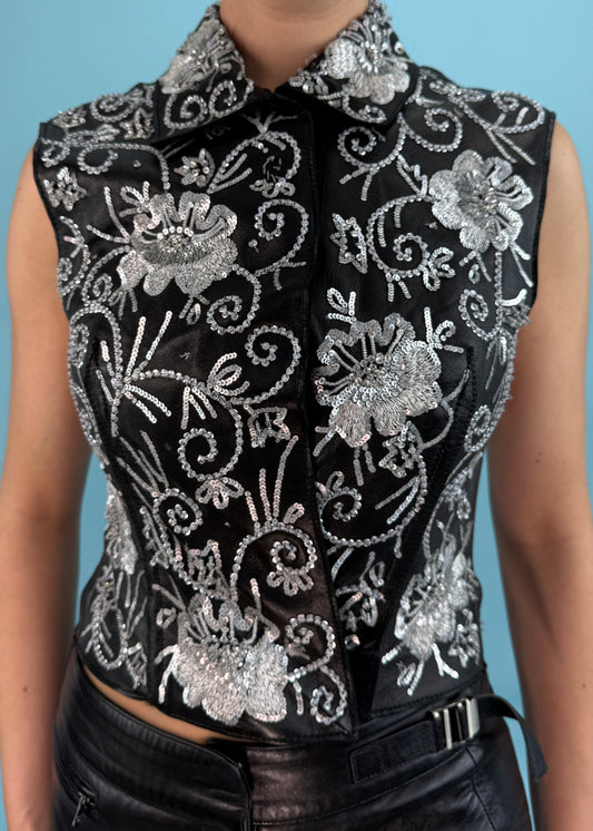 Dolce & Gabbana Fall 1999 Embellished Leather Vest Jacket