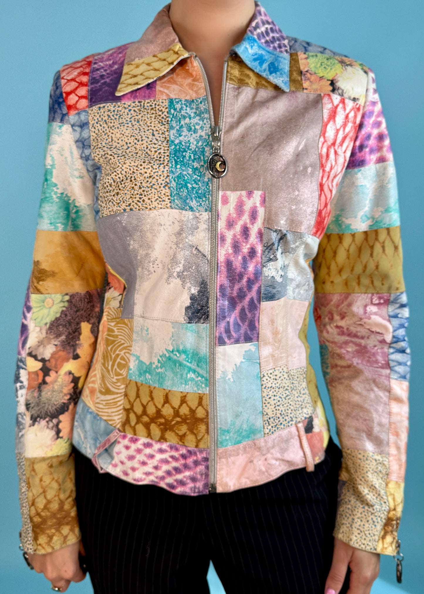 Roberto Cavalli 1990s Leather Patchwork Jacket