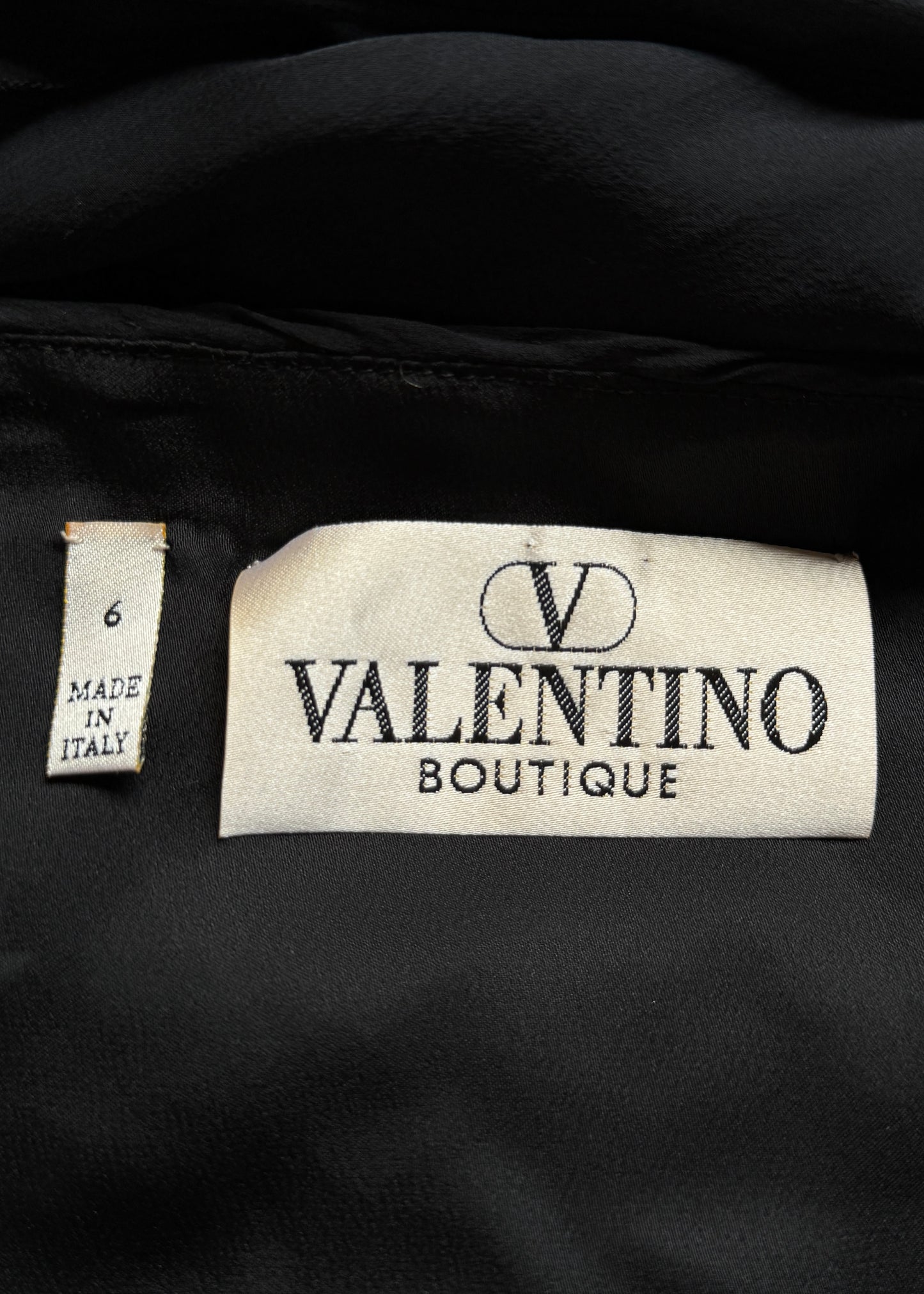 Valentino 1990s Black Pleated Silk Chiffon Dress