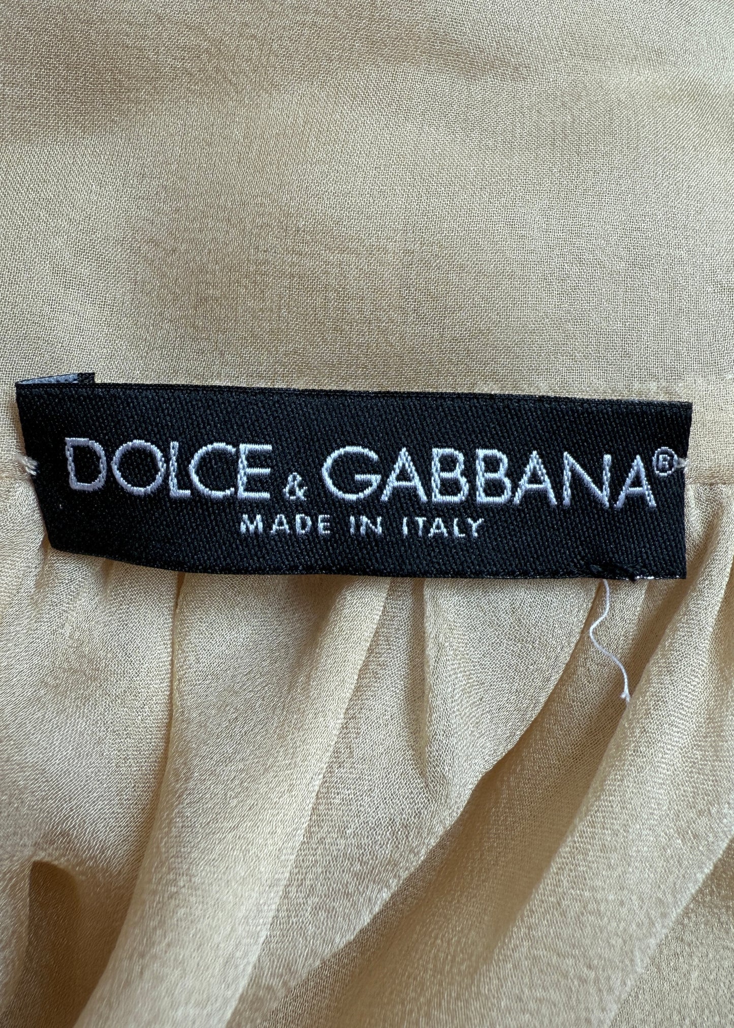 Dolce & Gabbana Spring 2001 Runway Nude Silk Chiffon Halter Dress