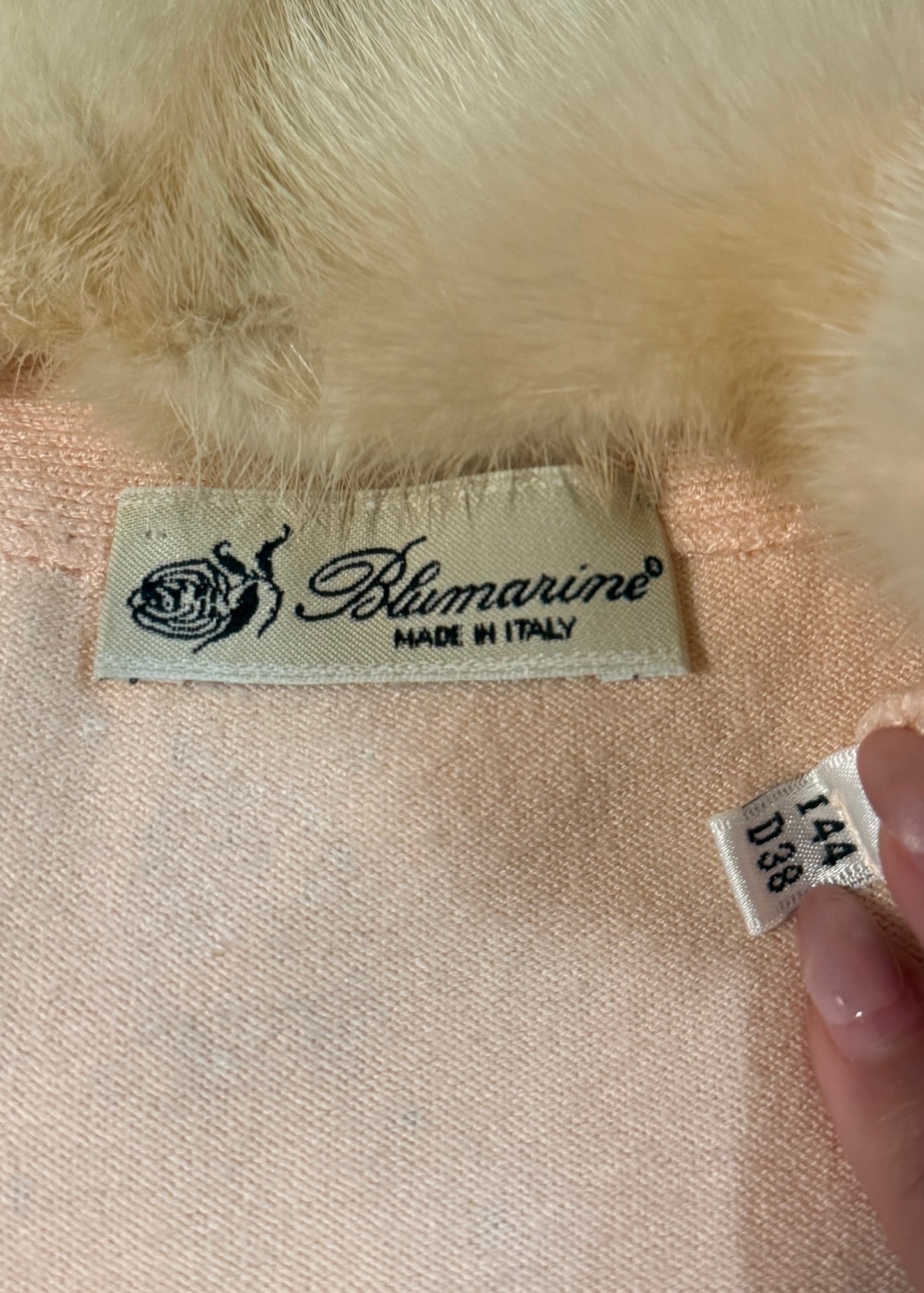 Blumarine Spring 2005 Runway Pink Rhinestone & Fur Collar Cardigan