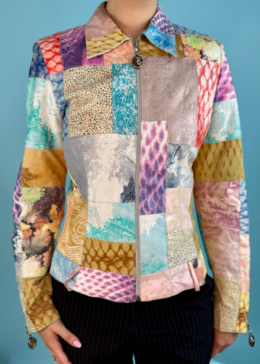 Roberto Cavalli 1990s Leather Patchwork Jacket