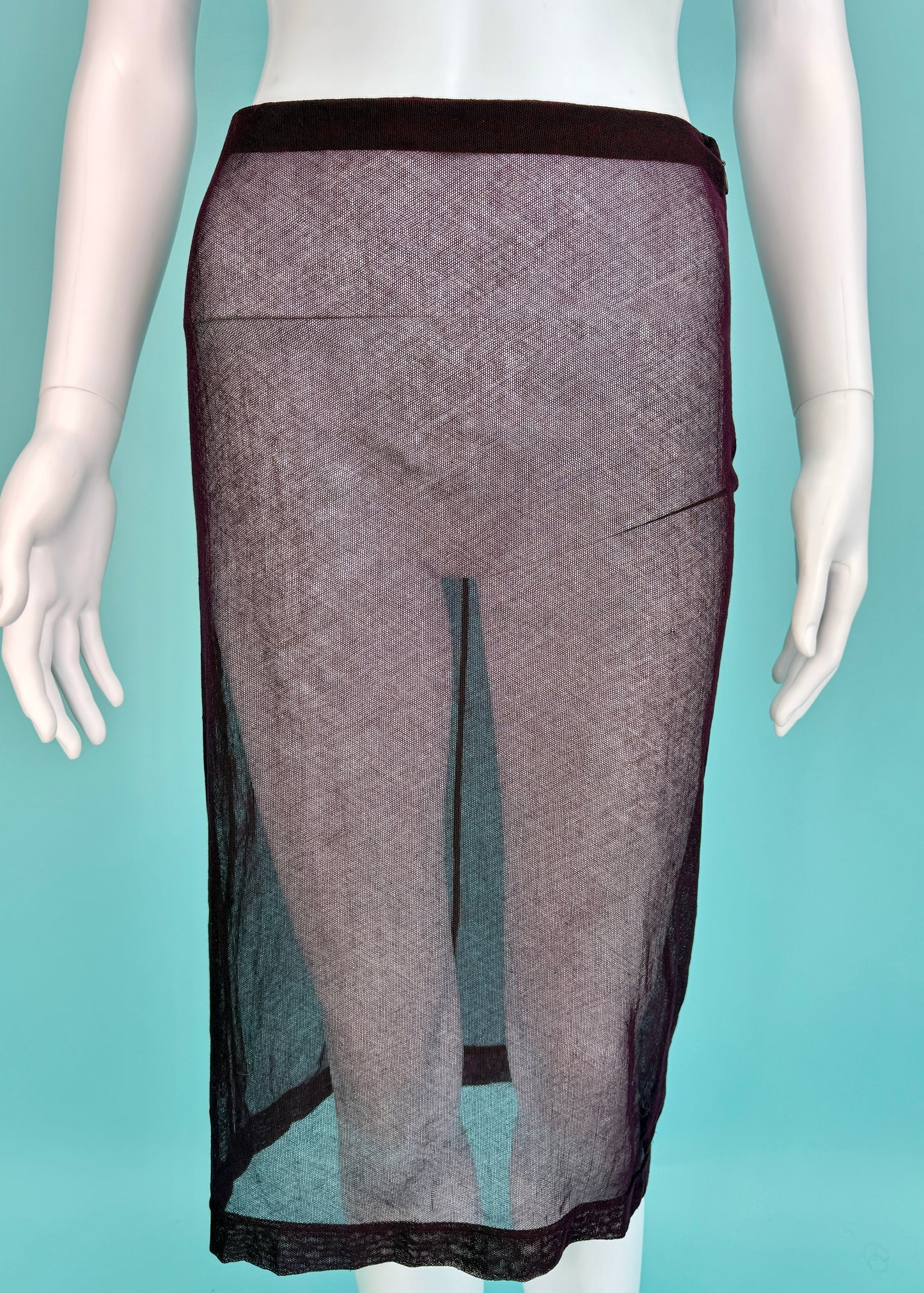 Dolce & Gabbana Fall 1998 Burgundy Mesh Midi Skirt