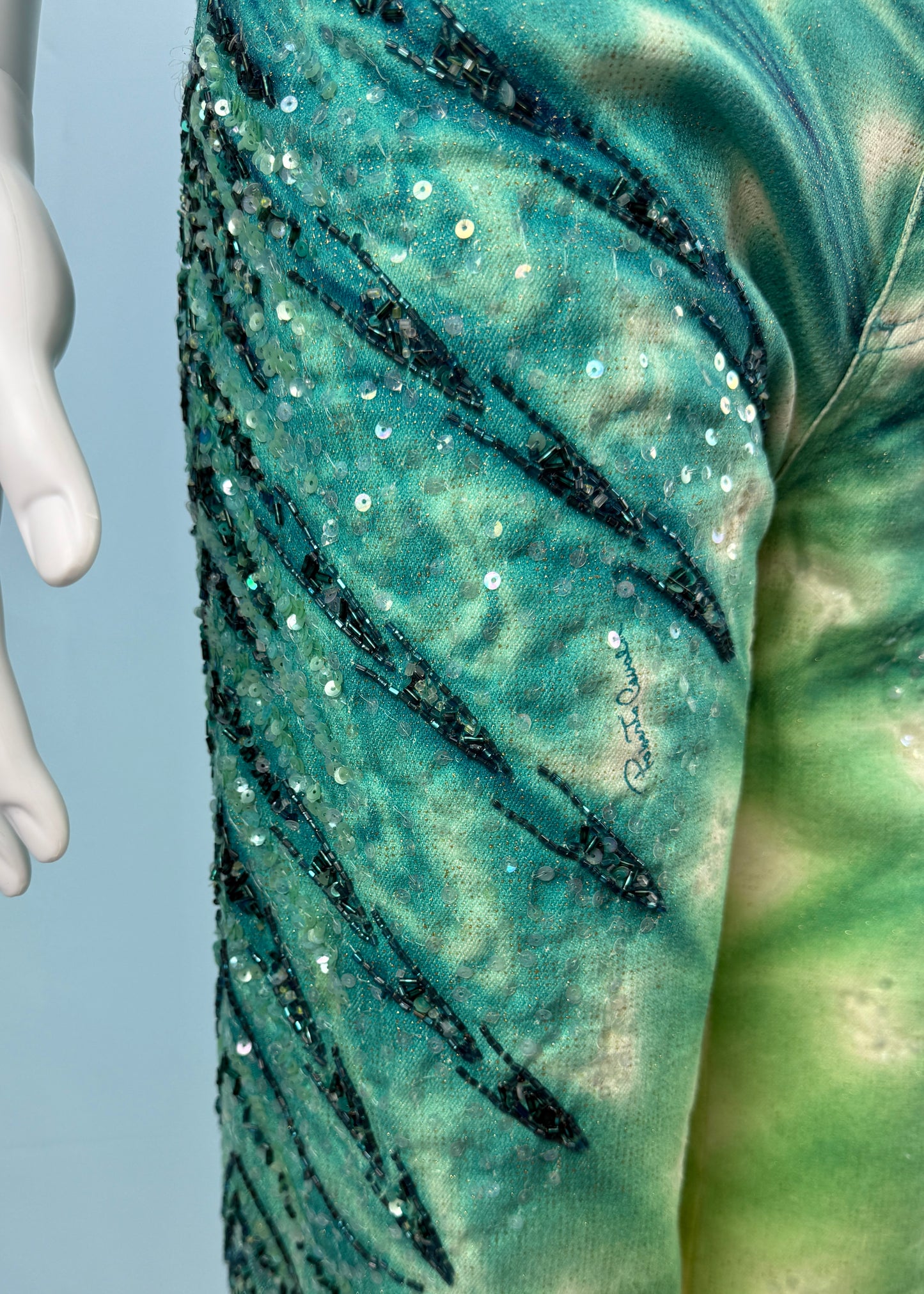 Roberto Cavalli Spring 2001 Bead Embellished Green Jeans
