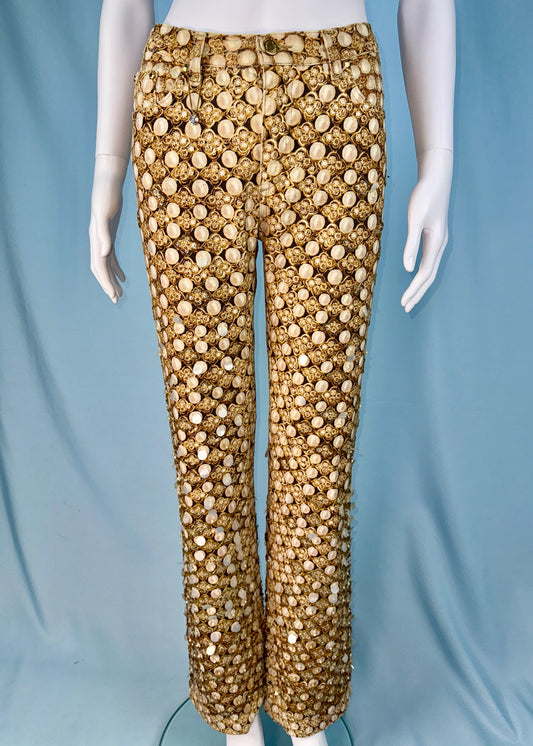 Roberto Cavalli Bead & Pearl Embellished Printed Jeans