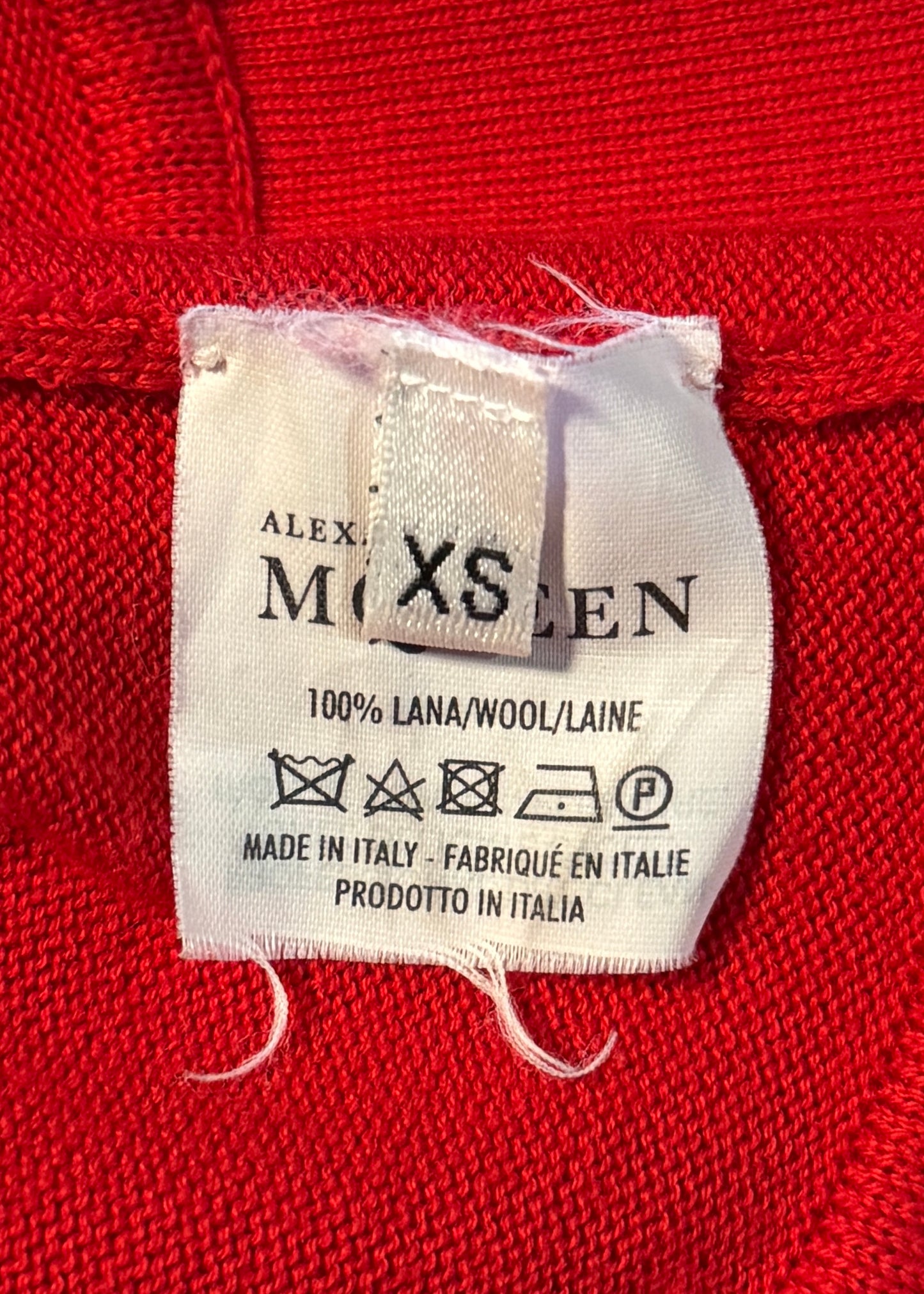 Alexander McQueen Red Knit Pleated Skirt Dress