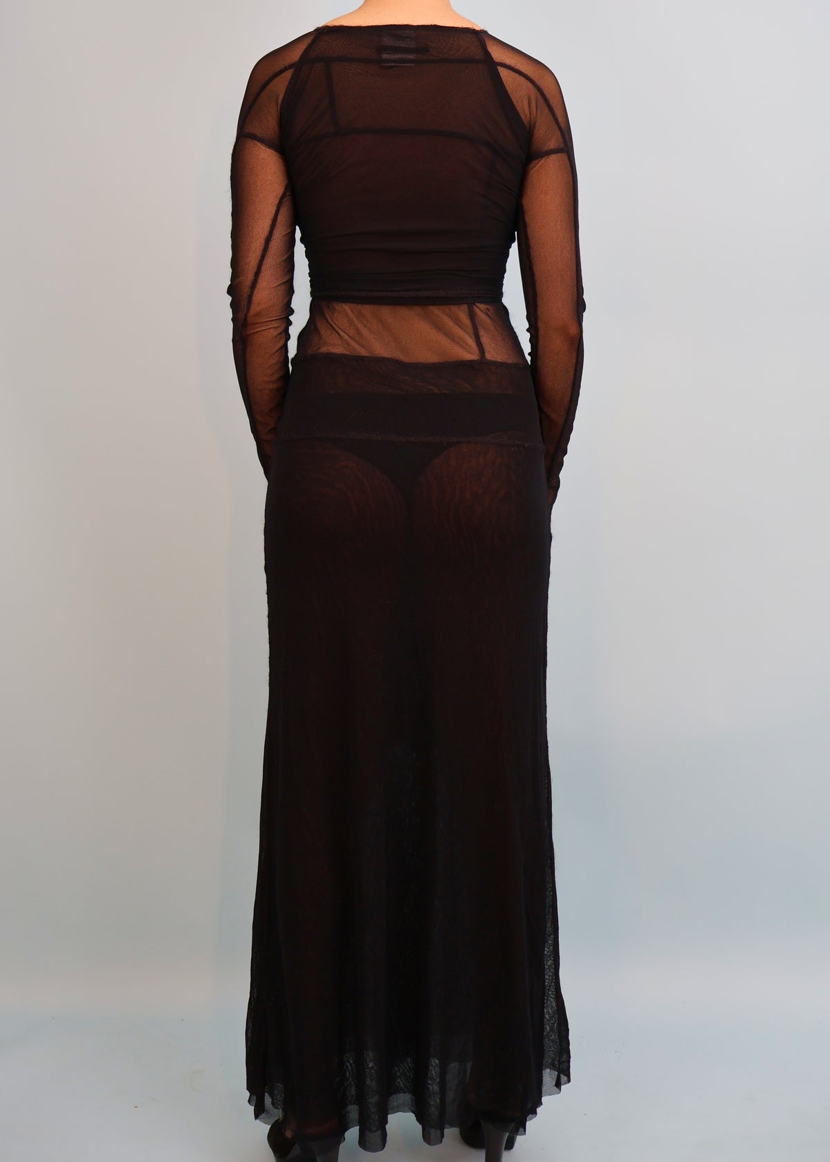 Jean Paul Gaultier Black Mesh Multiway Sash Maxi Dress