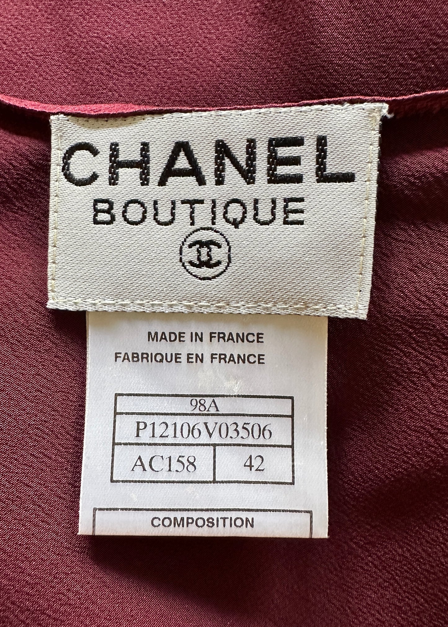 Chanel Fall 1998 Runway Burgundy Silk Satin Tie Up Sides Mini Dress