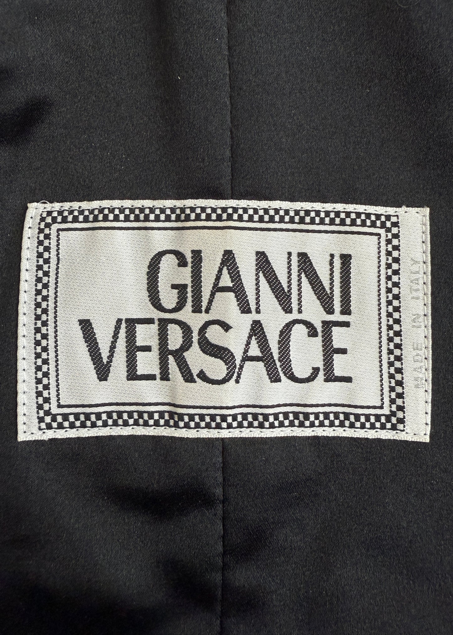 Versace 1990s Black Leather & Lace Insert Jacket