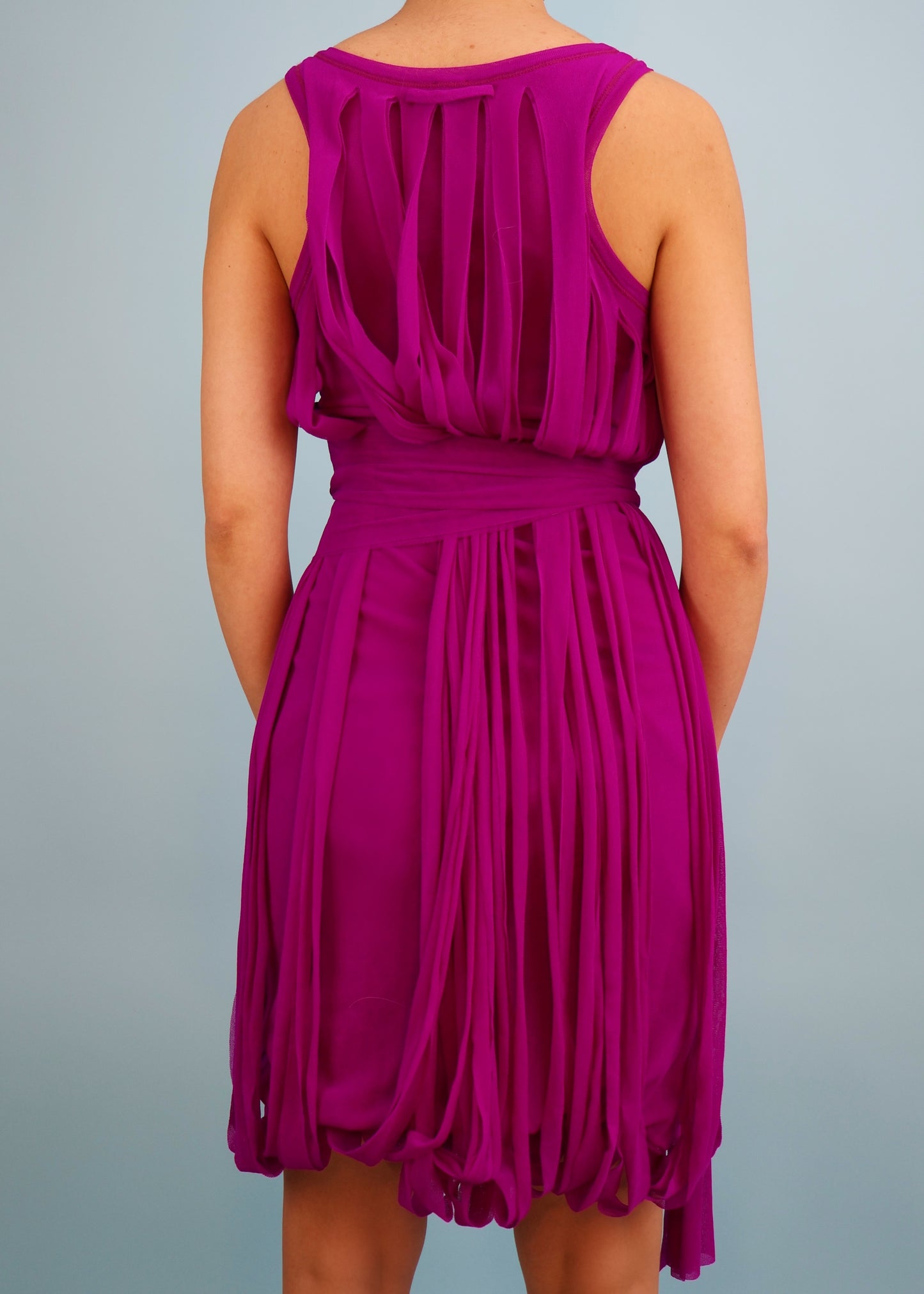 Jean Paul Gaultier Purple Mesh Waist Sash Dress