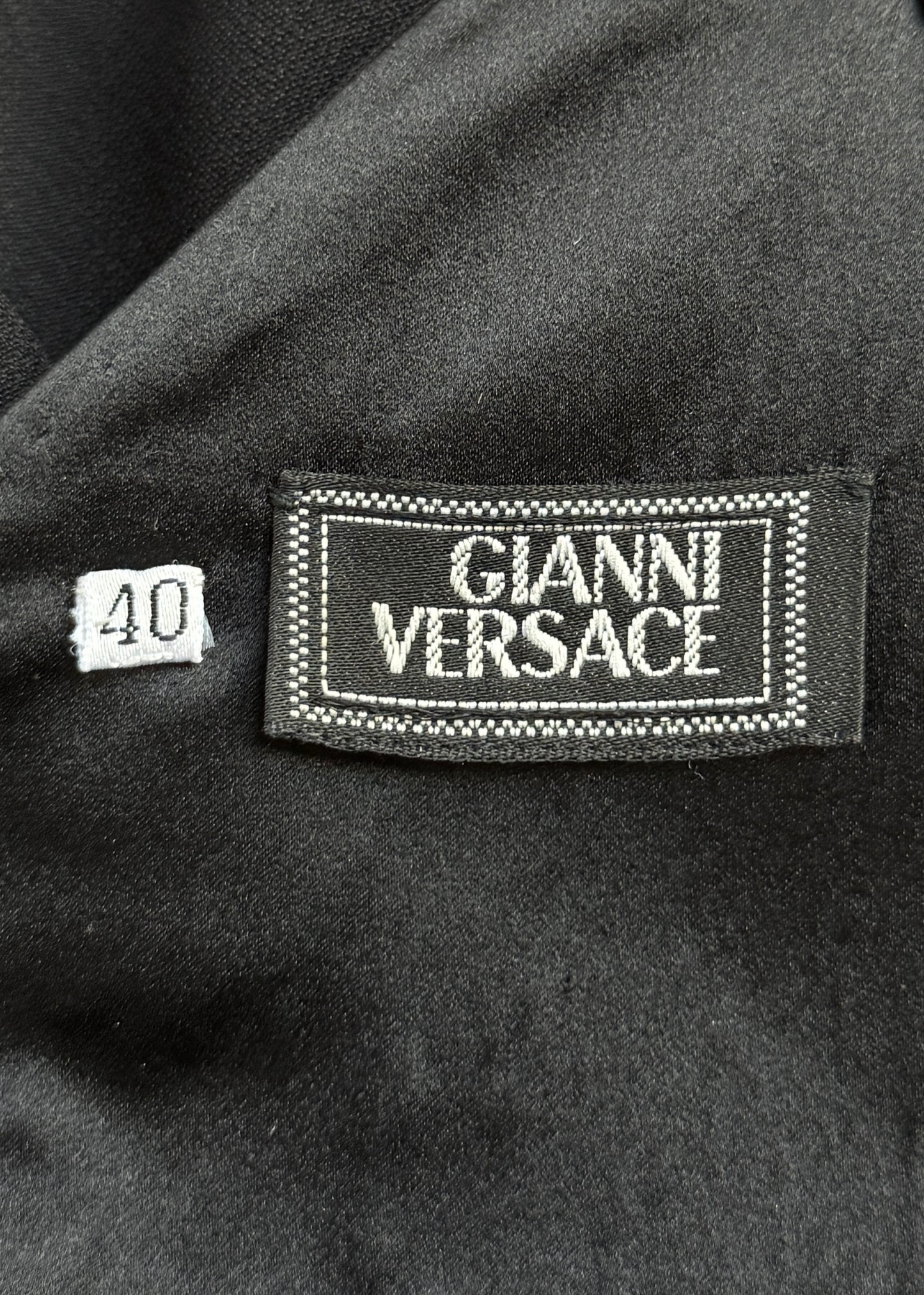 Versace Spring 1995 Runway Black Chiffon Skirt Gown