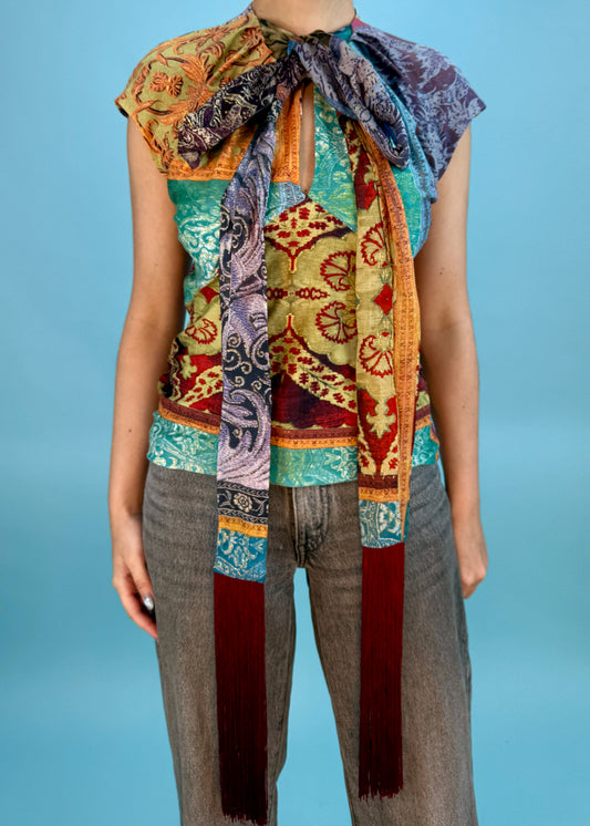 Roberto Cavalli Fall 2004 Patchwork Fringe Scarf Top