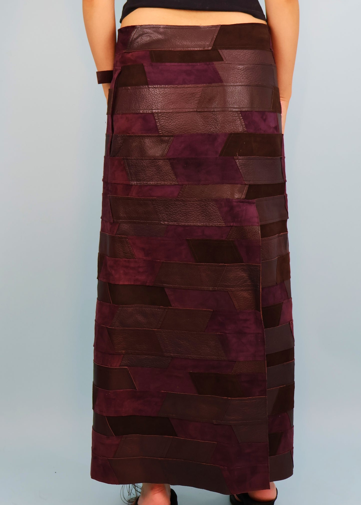 Calvin Klein Fall 2015 Runway Purple Leather Patchwork Maxi Skirt