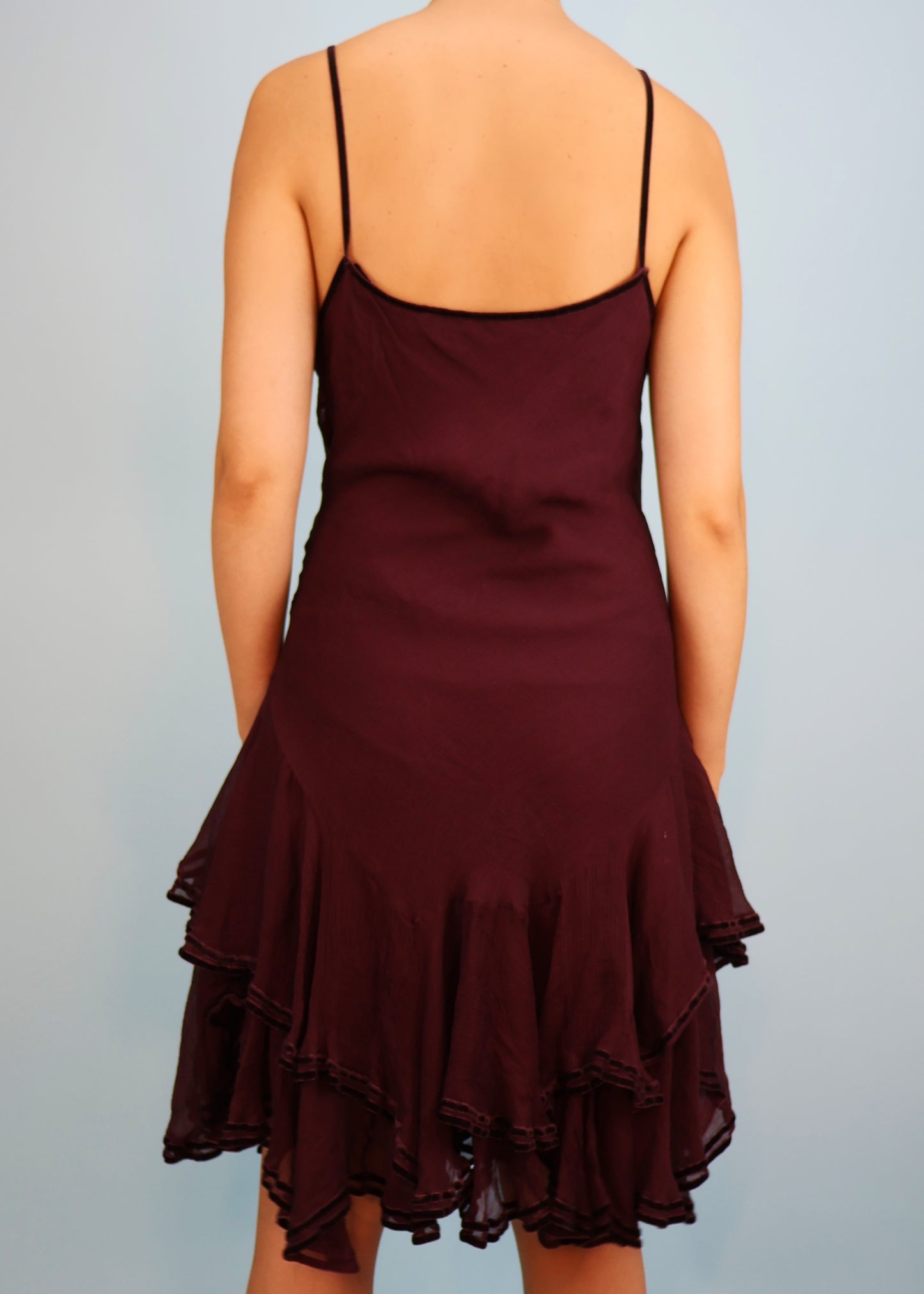 Ralph Lauren Purple Silk Chiffon Tiered Dress